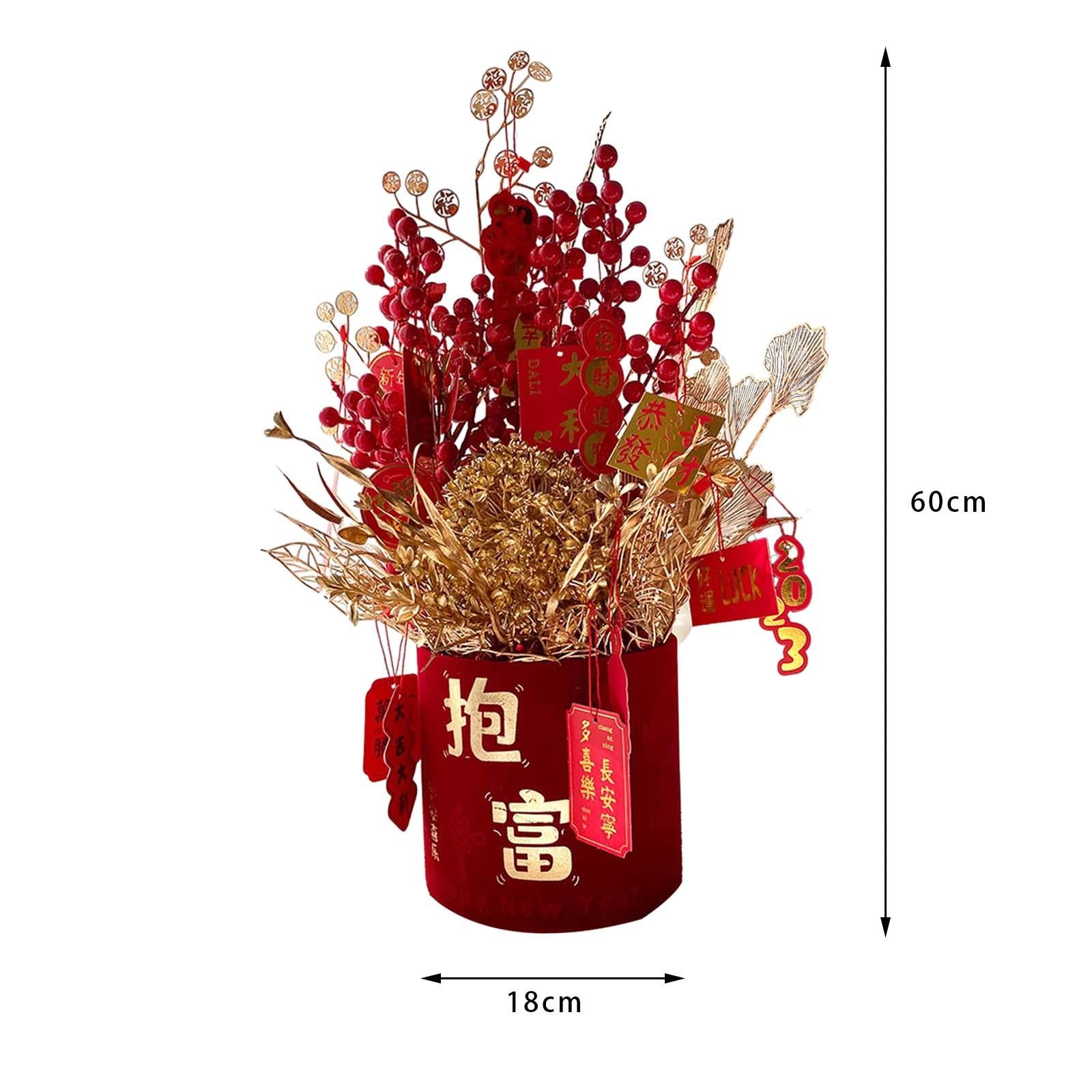 New Year Lucky Flower Vase Desk Fireplace for Housewarming Apartment Wedding Style C