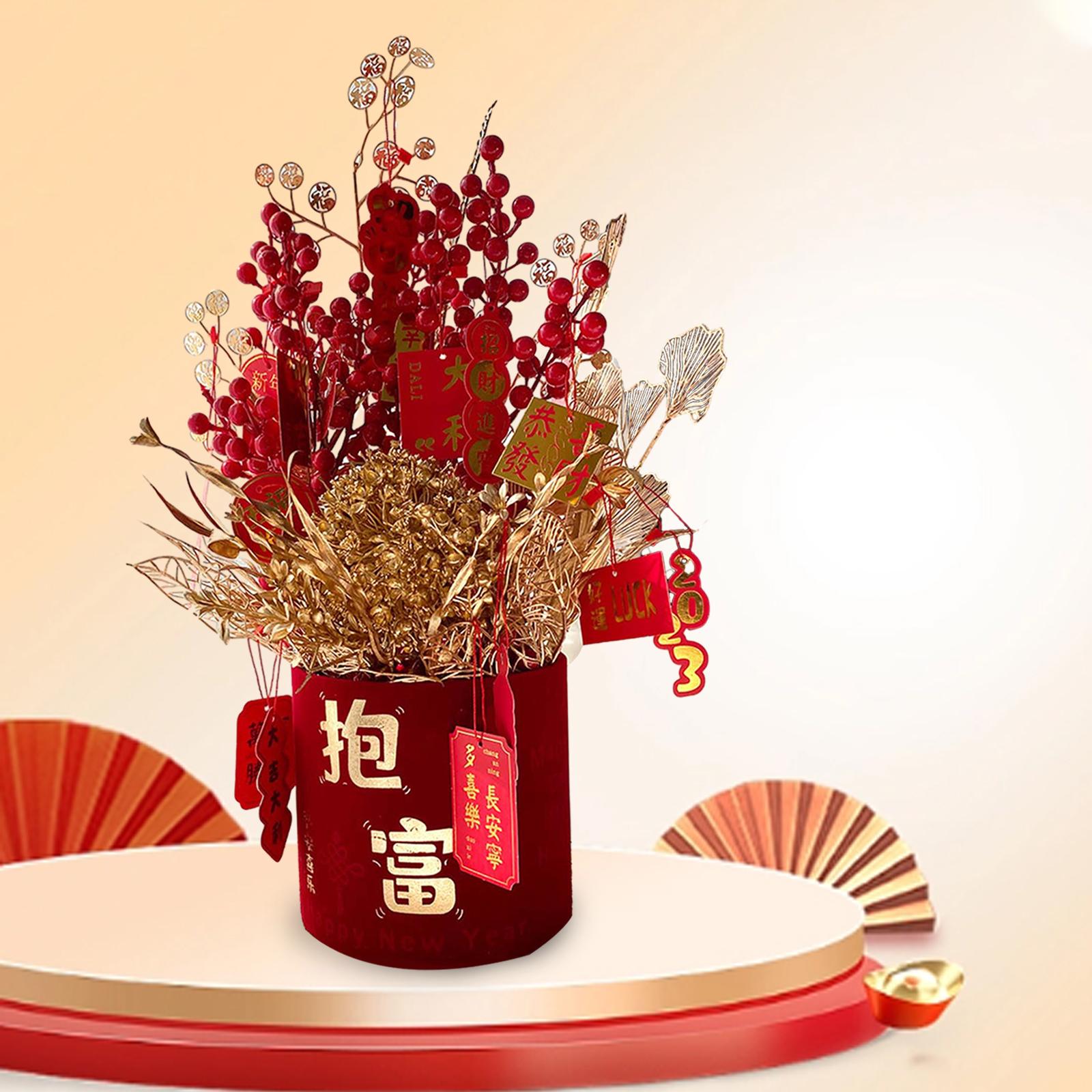 New Year Lucky Flower Vase Desk Fireplace for Housewarming Apartment Wedding Style C