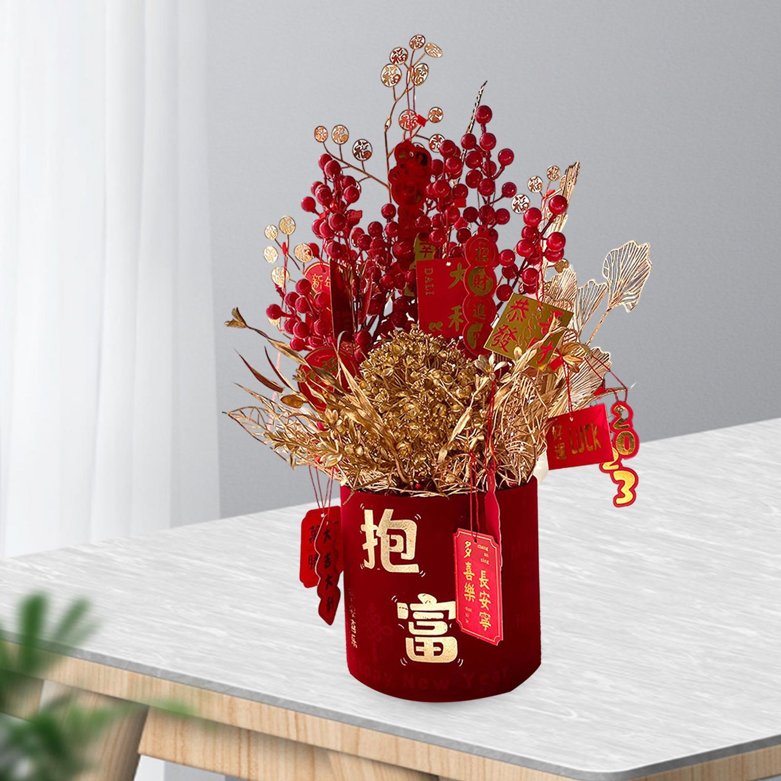 New Year Lucky Flower Vase Desk Fireplace for Housewarming Apartment Wedding Style C