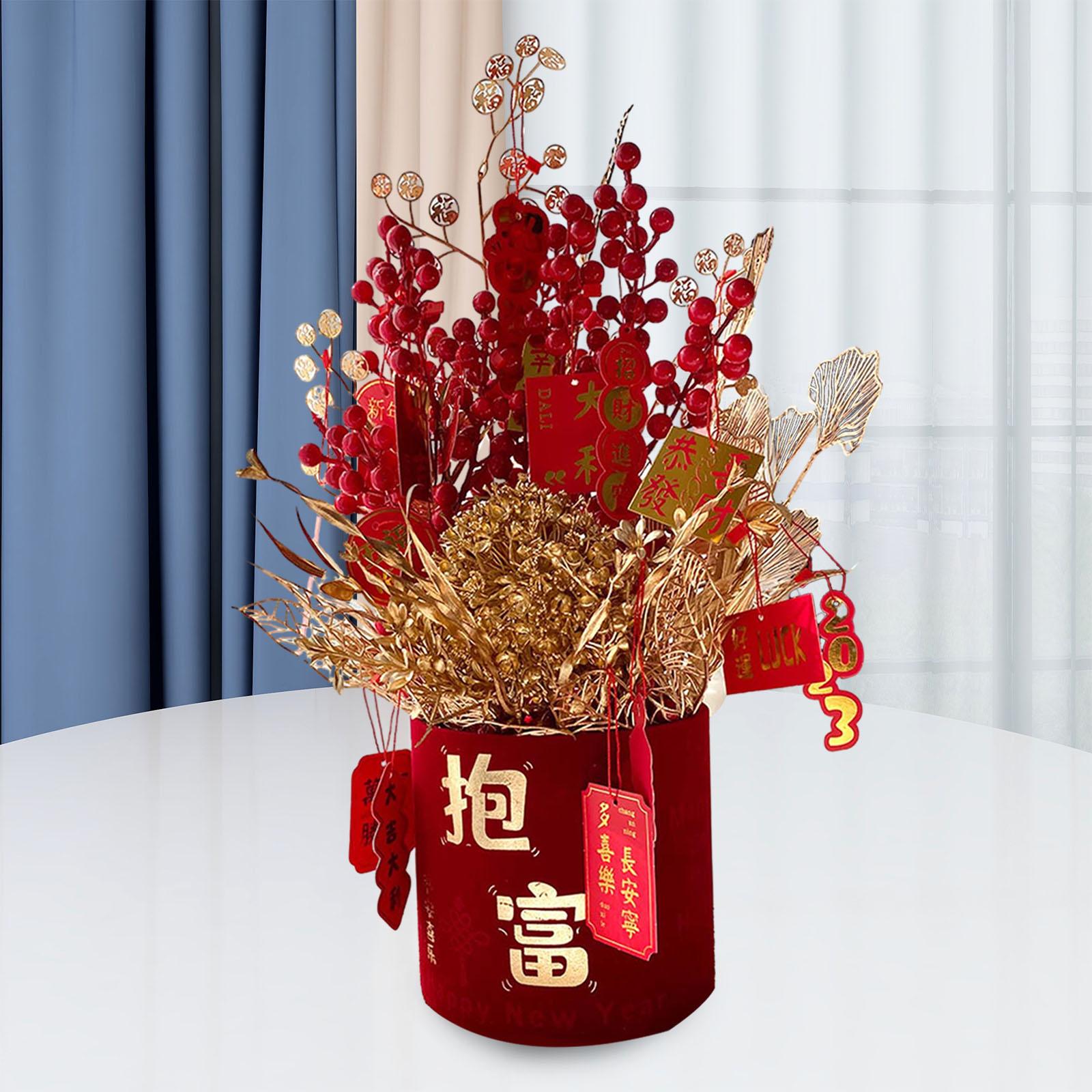 New Year Lucky Flower Vase Desk Fireplace for Housewarming Apartment Wedding Style C