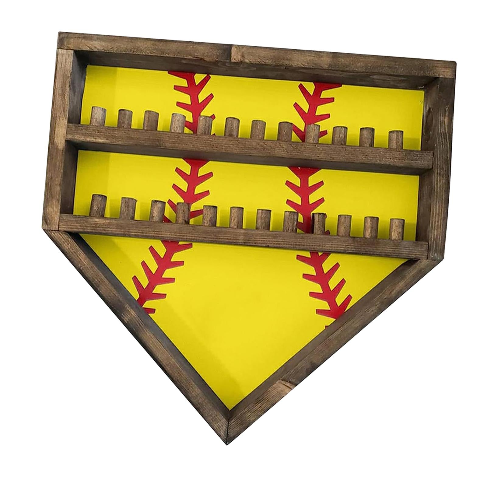 Baseball Display Case Shadow Box Rack for Autographed Baseball Balls Display Yellow