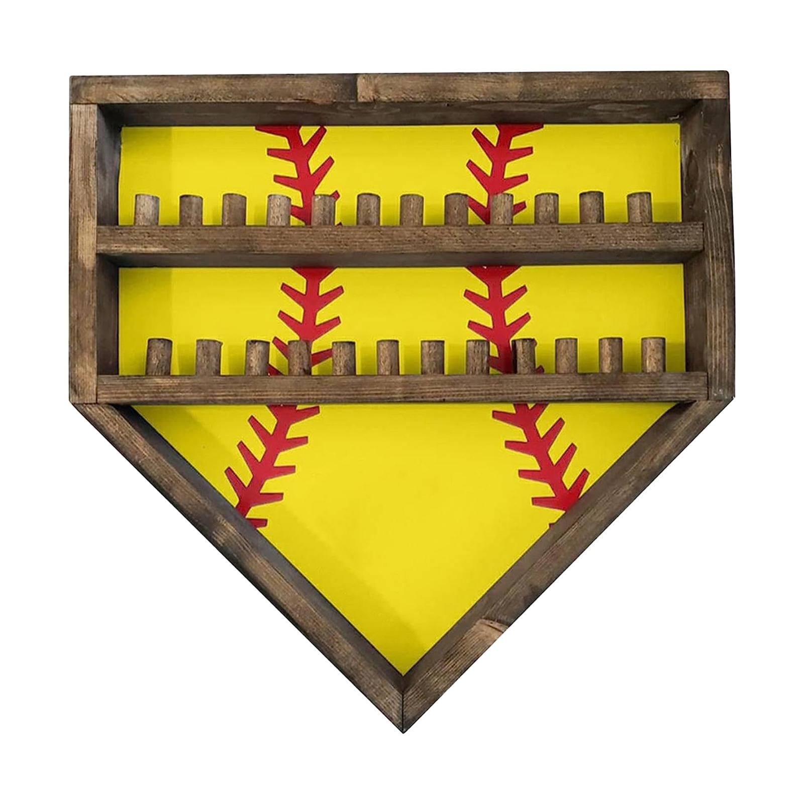 Baseball Display Case Shadow Box Rack for Autographed Baseball Balls Display Yellow