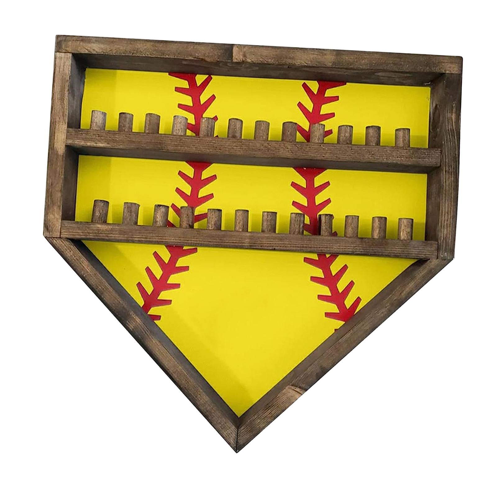 Baseball Display Case Shadow Box Rack for Autographed Baseball Balls Display Yellow