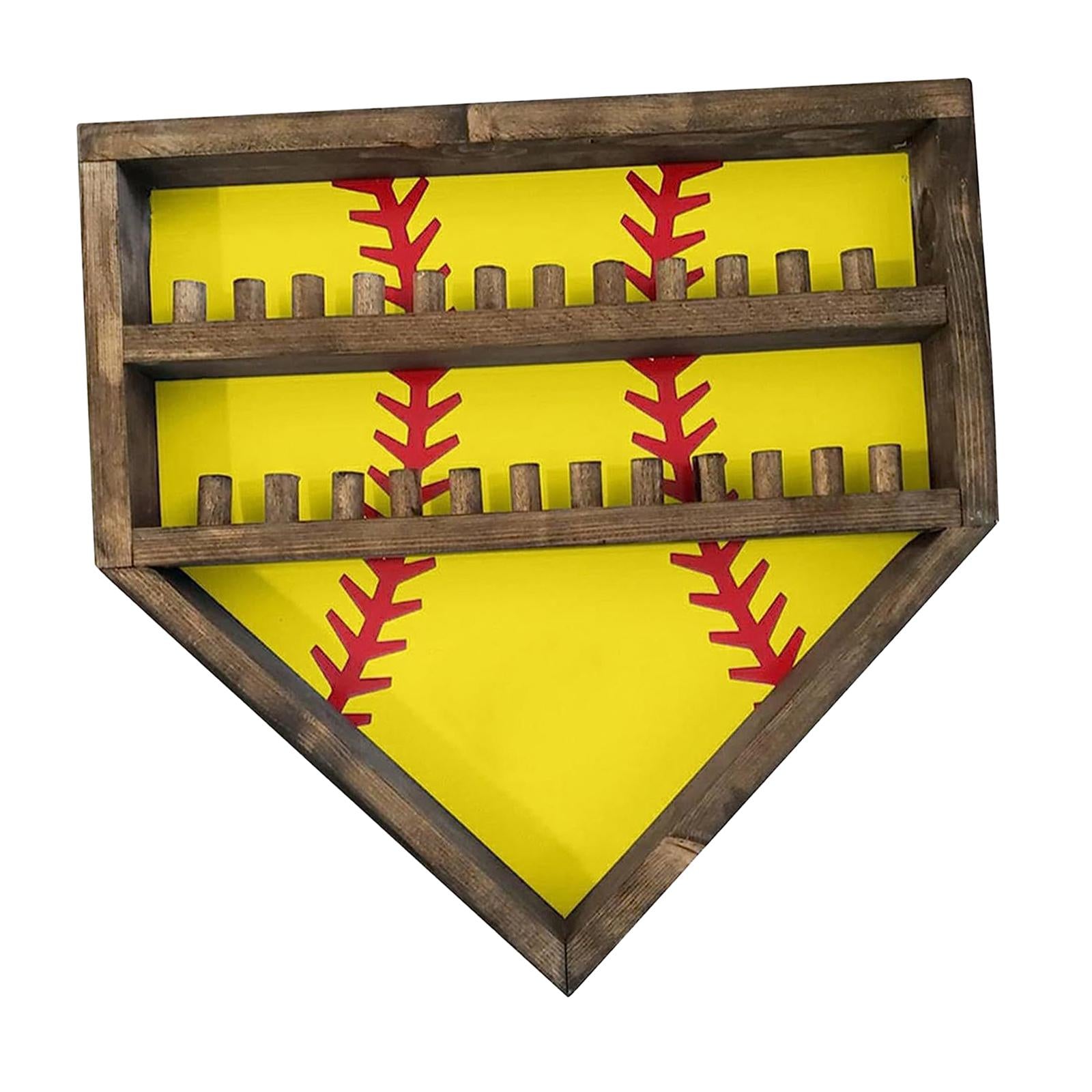 Baseball Display Case Shadow Box Rack for Autographed Baseball Balls Display Yellow