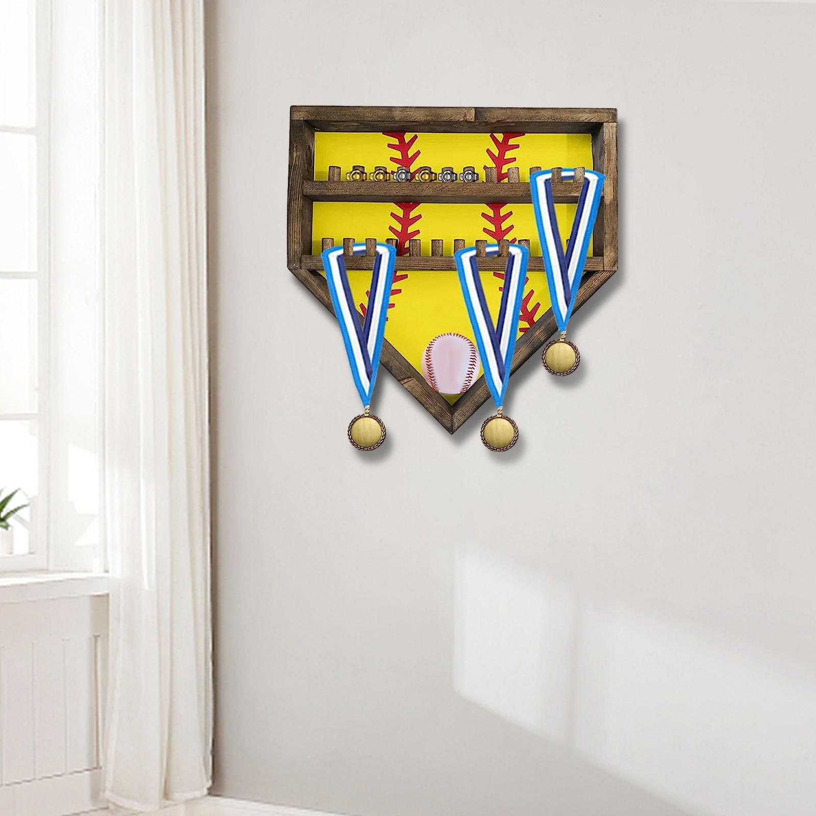 Baseball Display Case Shadow Box Rack for Autographed Baseball Balls Display Yellow