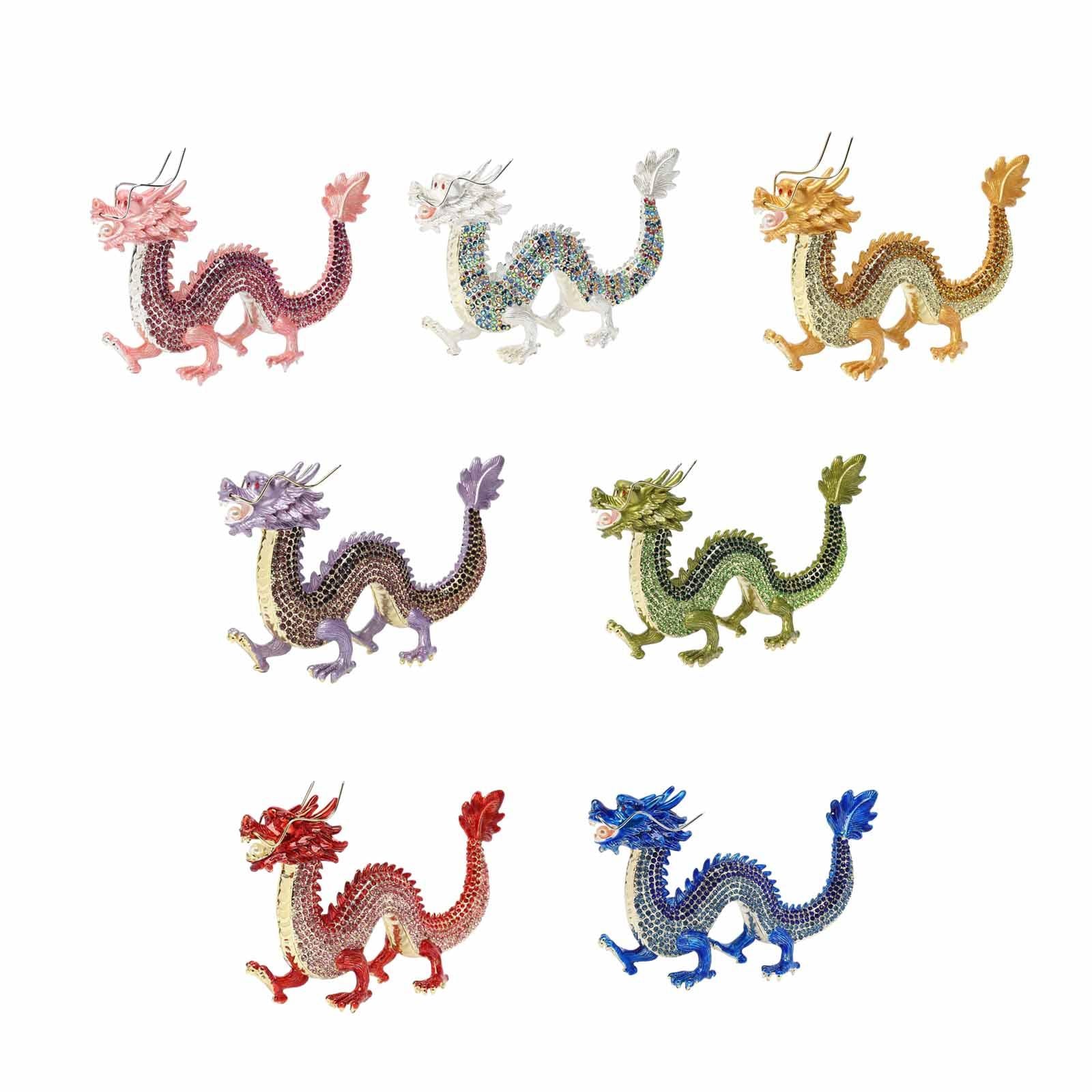 Alloy Chinese Dragon Year Figurine Decoration Classic House Warming Gift Pink