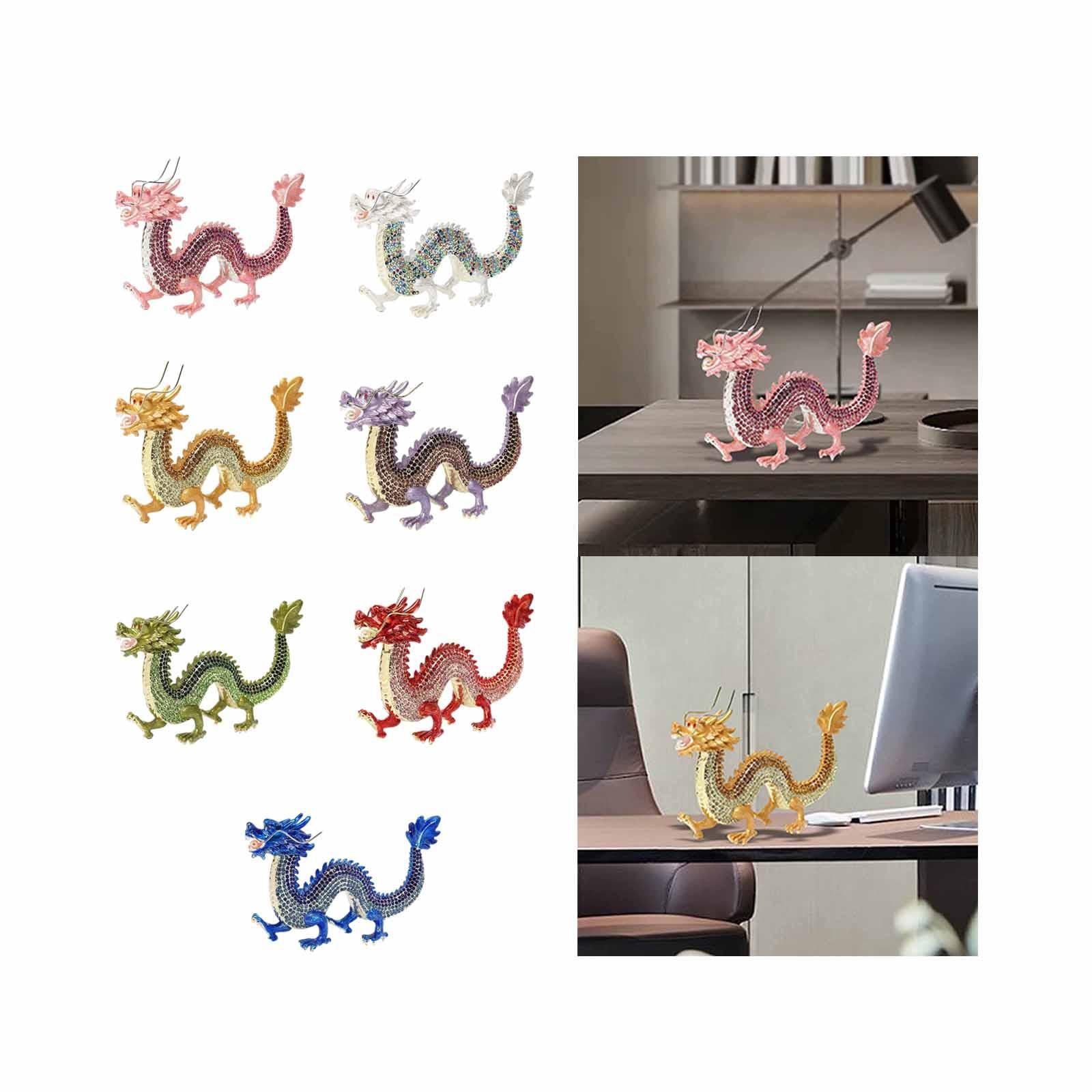 Alloy Chinese Dragon Year Figurine Decoration Classic House Warming Gift Pink