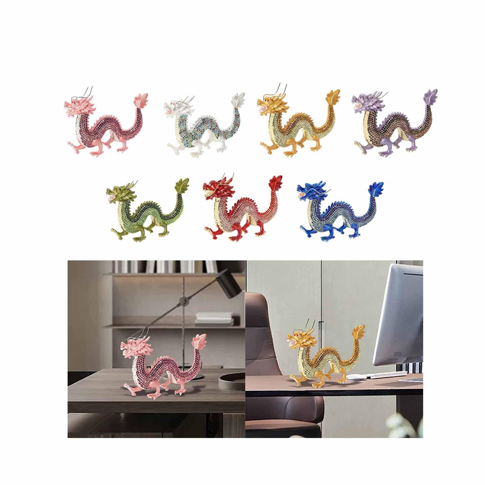 Alloy Chinese Dragon Year Figurine Decoration Classic House Warming Gift Pink