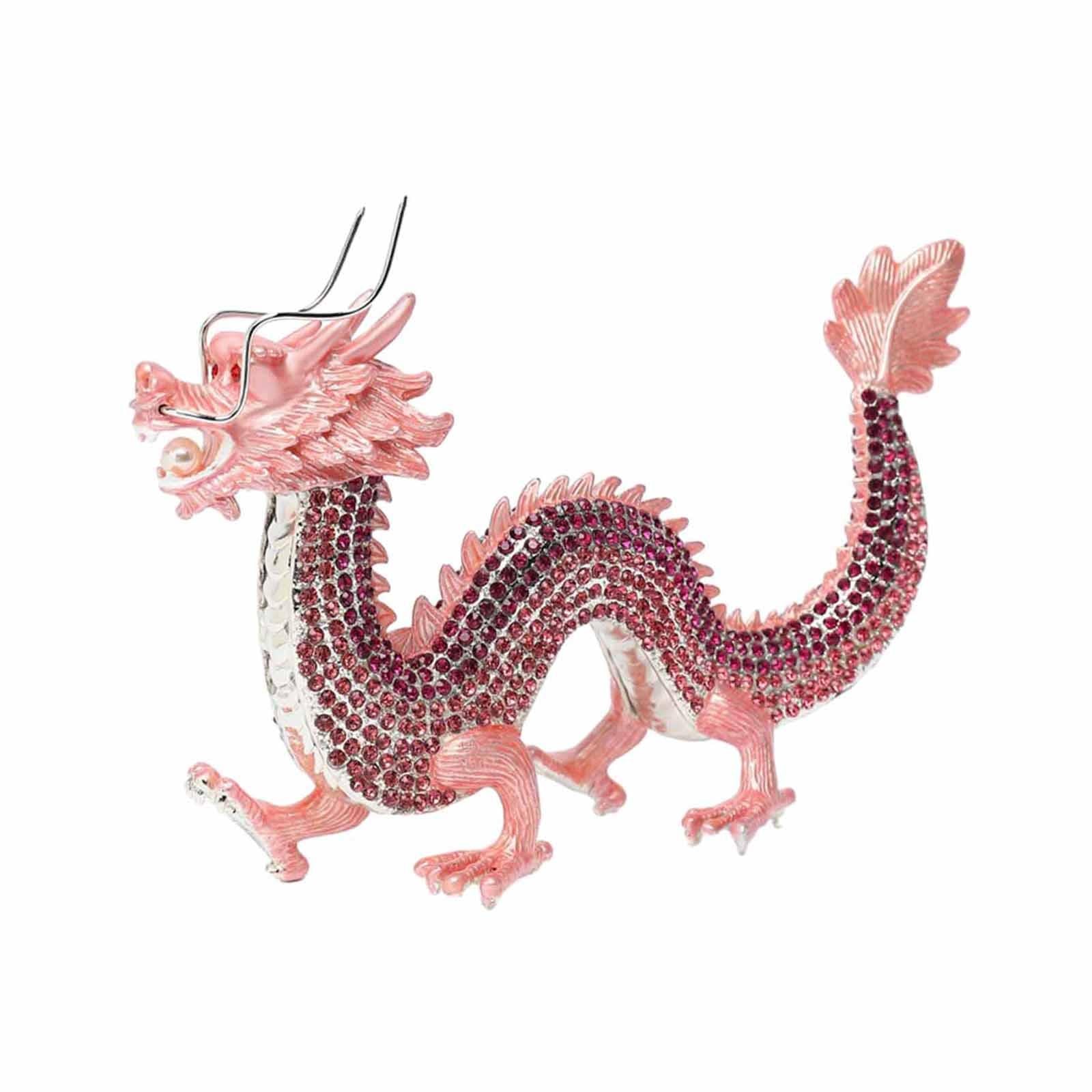 Alloy Chinese Dragon Year Figurine Decoration Classic House Warming Gift Pink