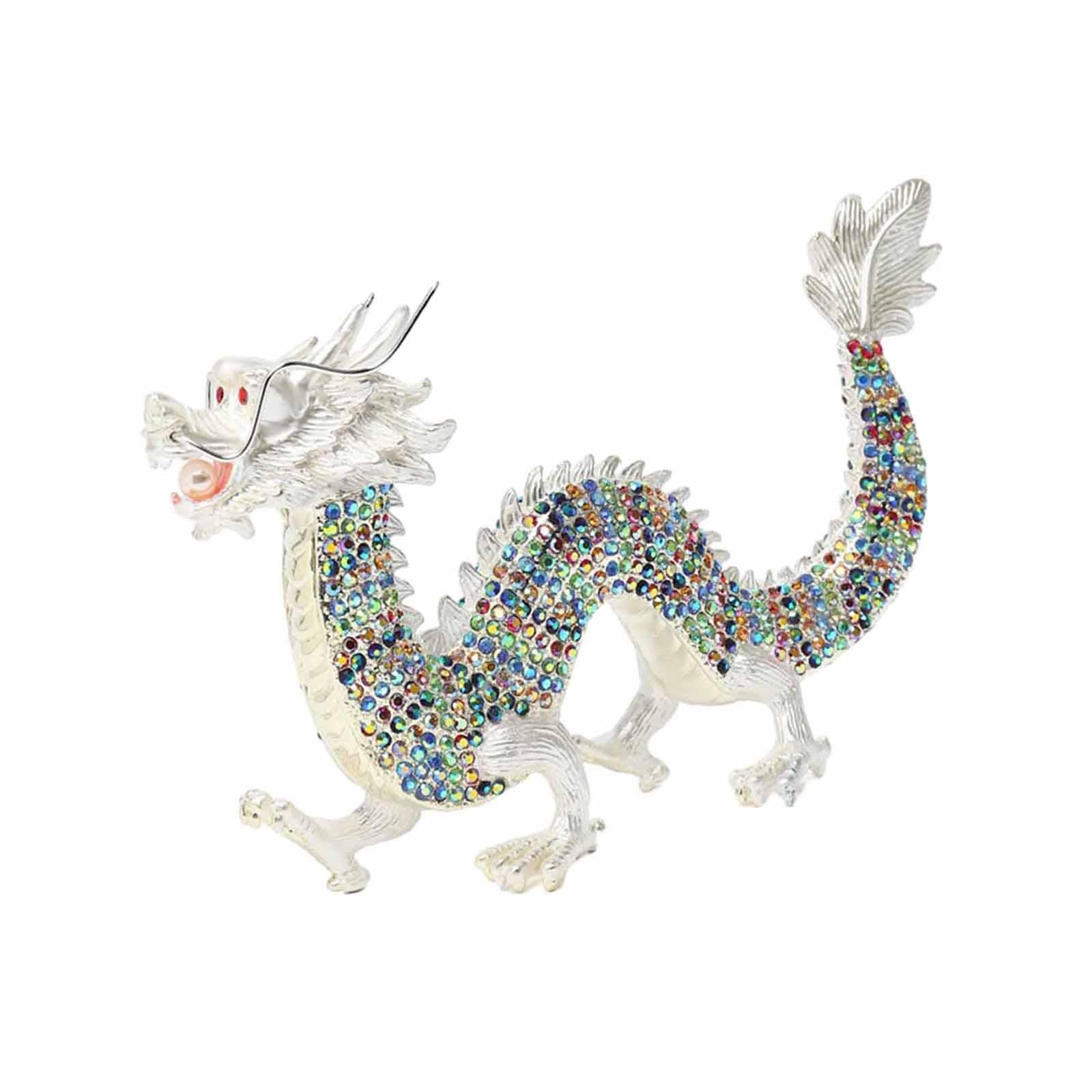 Alloy Chinese Dragon Year Figurine Decoration Classic House Warming Gift White