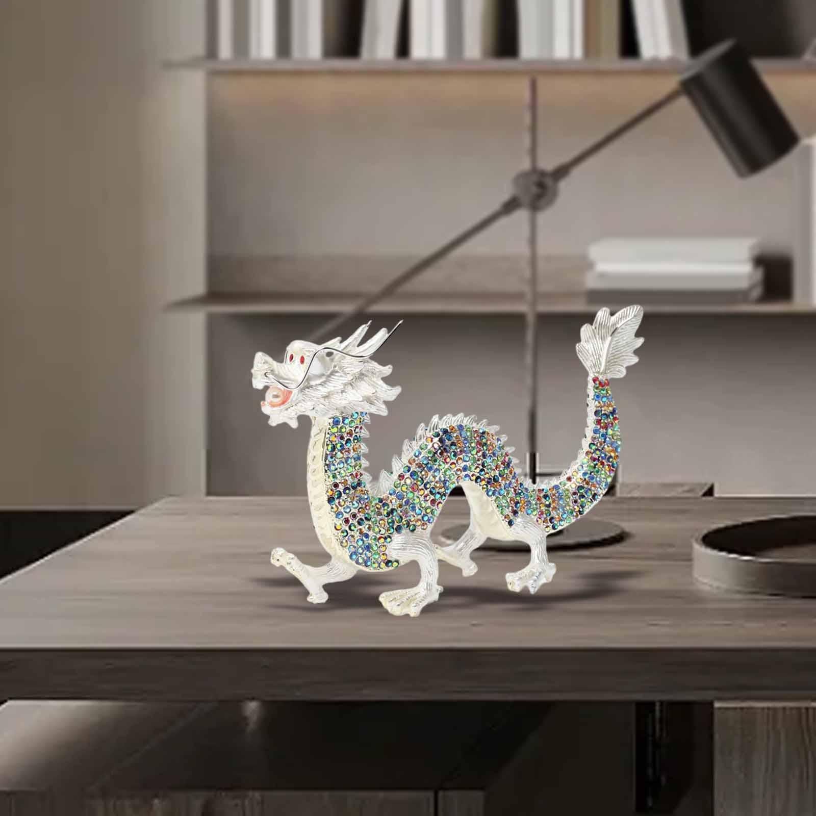 Alloy Chinese Dragon Year Figurine Decoration Classic House Warming Gift White