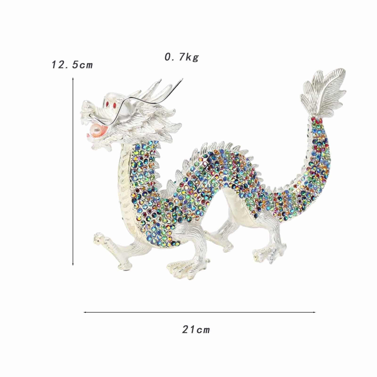 Alloy Chinese Dragon Year Figurine Decoration Classic House Warming Gift White
