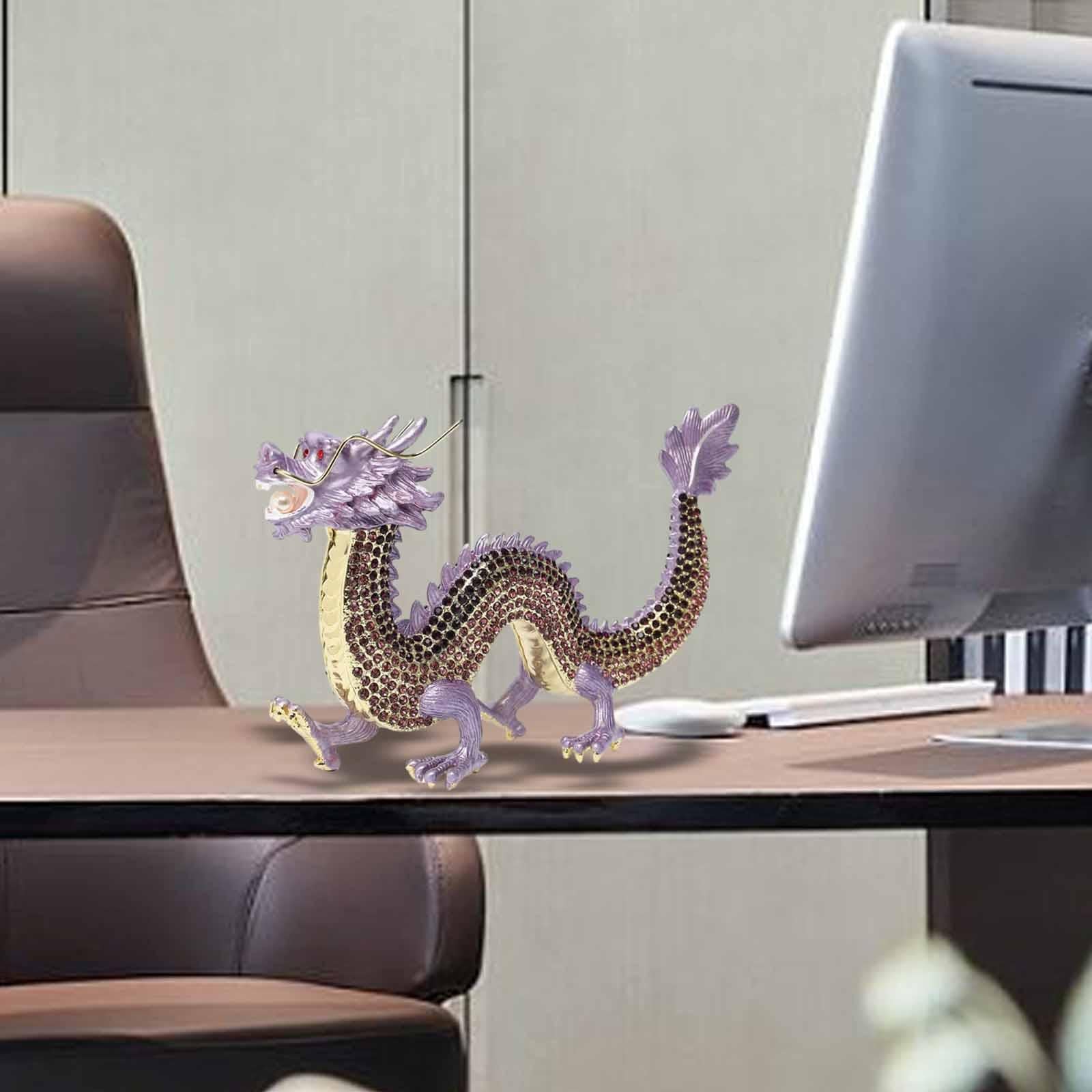 Alloy Chinese Dragon Year Figurine Decoration Classic House Warming Gift Purple