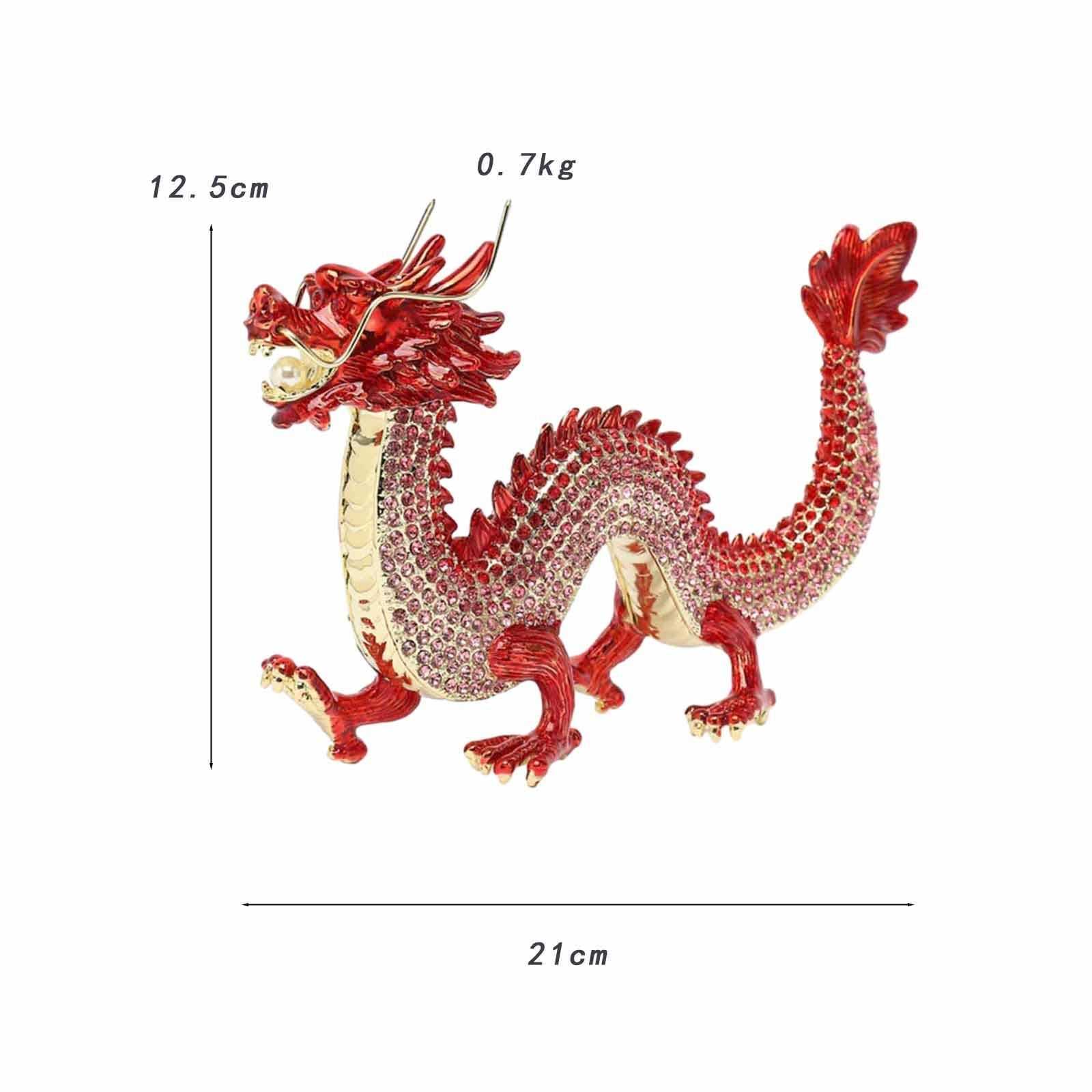 Alloy Chinese Dragon Year Figurine Decoration Classic House Warming Gift Red