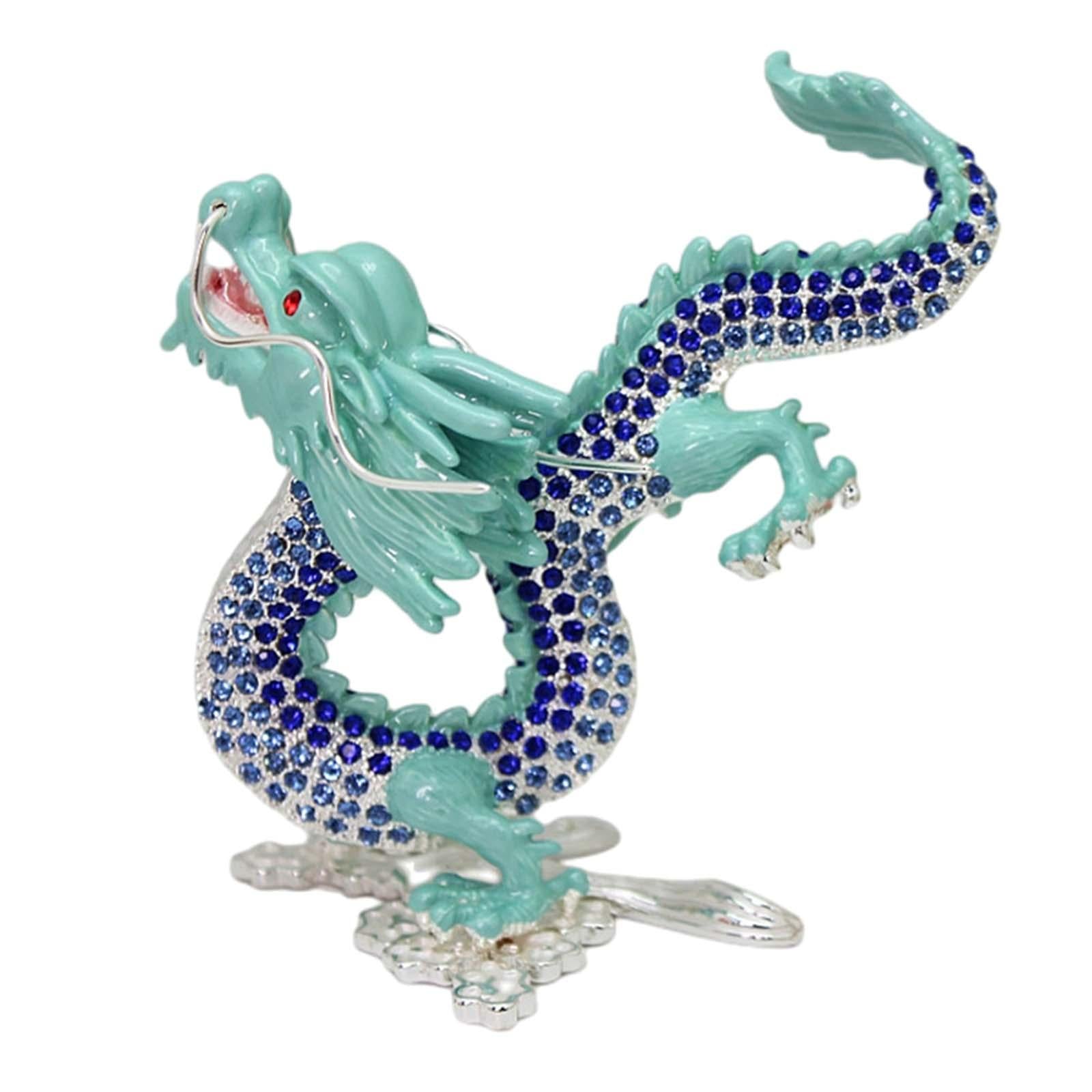 Animal Sculpture Dragon Sculpture for Spring Festivals Entrance Cabinet Desk Light Blue