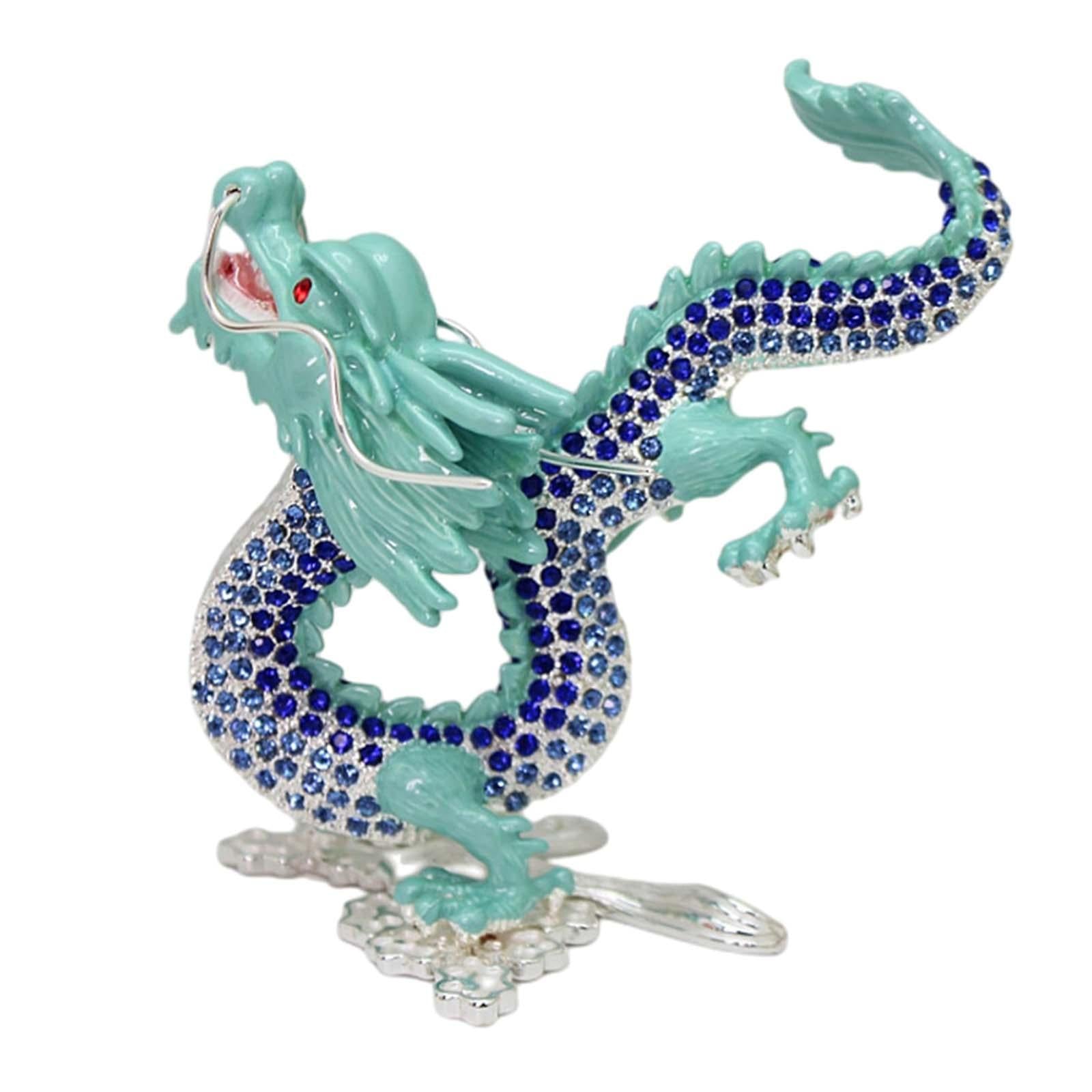 Animal Sculpture Dragon Sculpture for Spring Festivals Entrance Cabinet Desk Light Blue