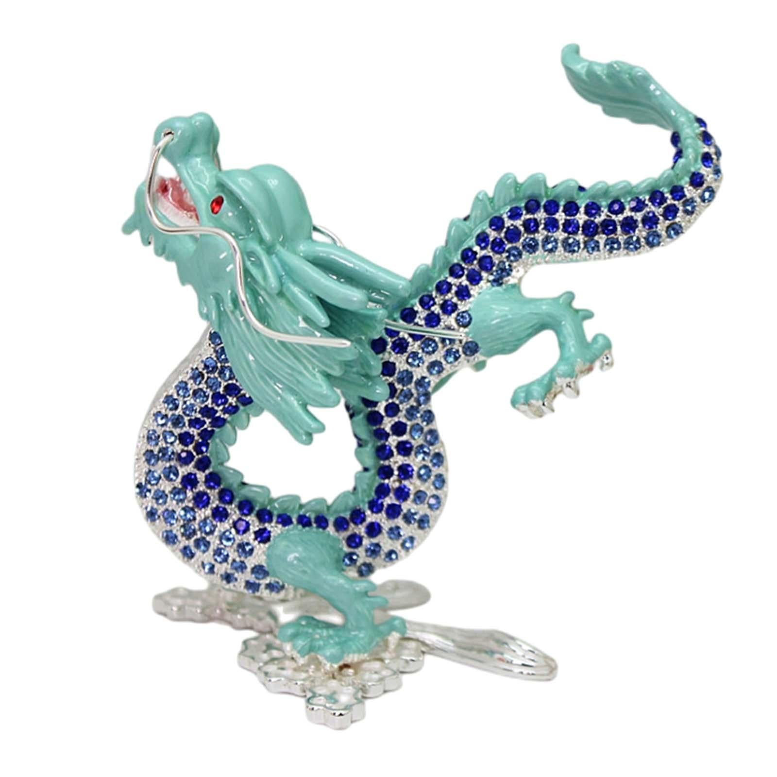 Animal Sculpture Dragon Sculpture for Spring Festivals Entrance Cabinet Desk Light Blue