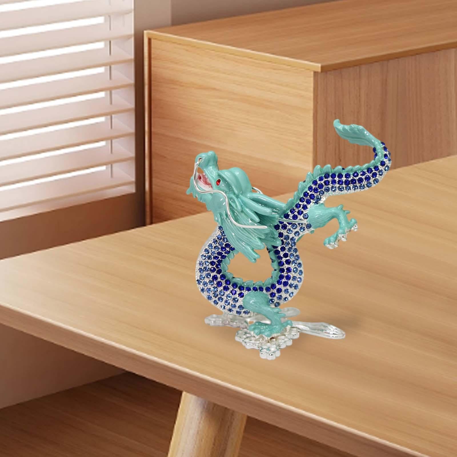 Animal Sculpture Dragon Sculpture for Spring Festivals Entrance Cabinet Desk Light Blue