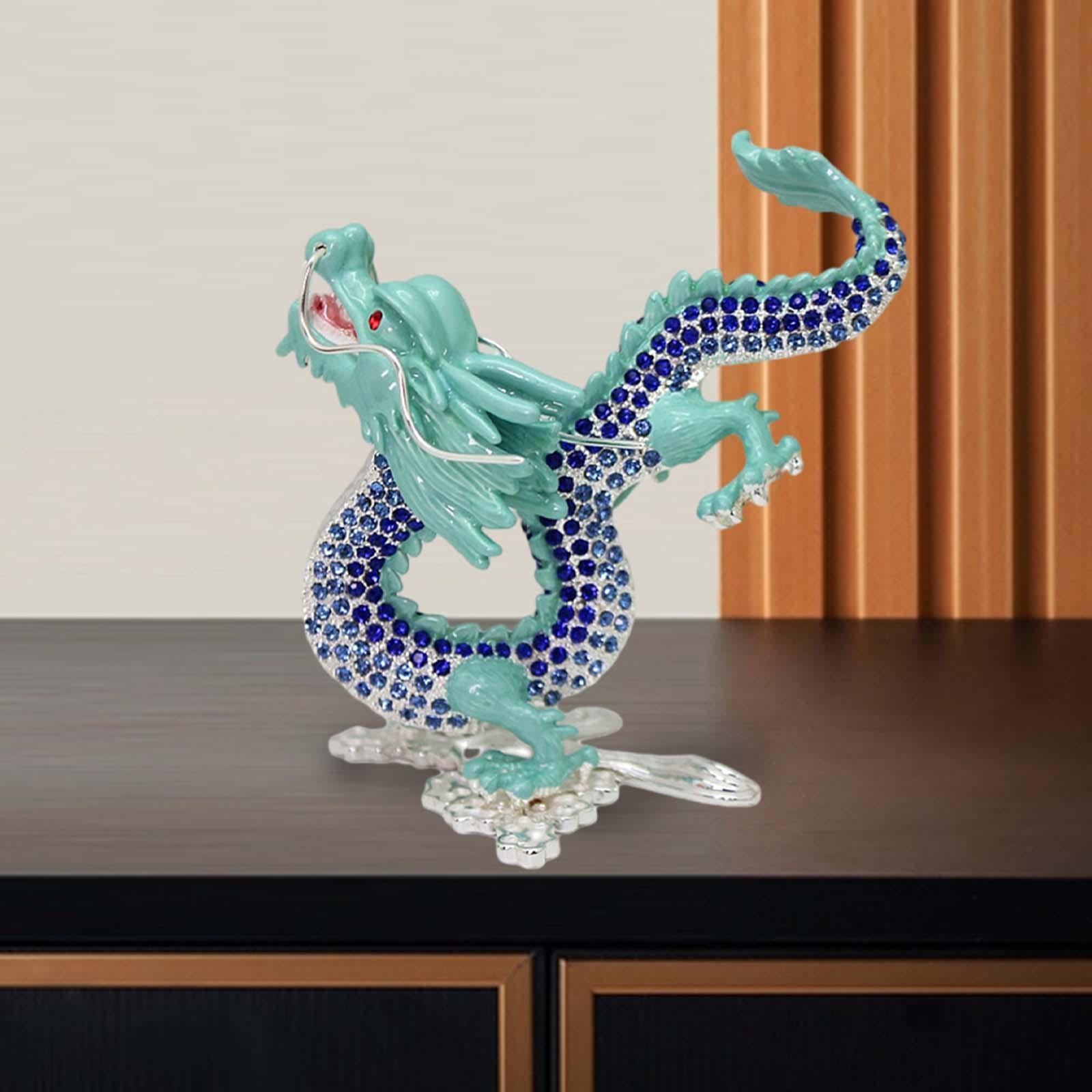 Animal Sculpture Dragon Sculpture for Spring Festivals Entrance Cabinet Desk Light Blue
