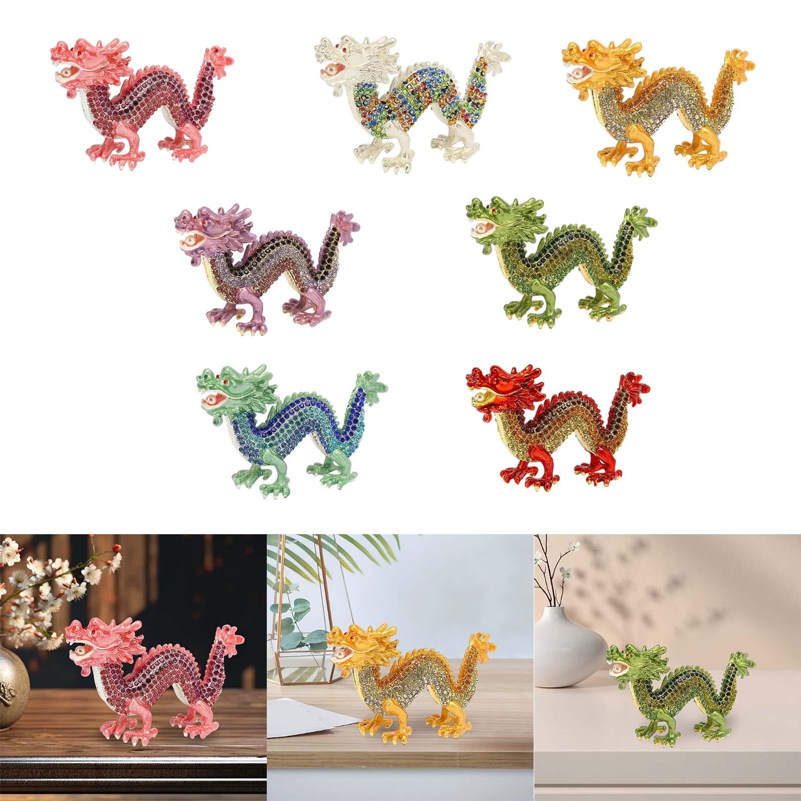 Mini Dragon Figurine Crafts Animal Sculpture for Spring Festivals Shelf Desk Pink