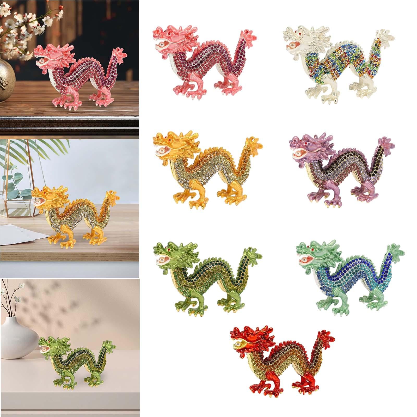 Mini Dragon Figurine Crafts Animal Sculpture for Spring Festivals Shelf Desk Pink
