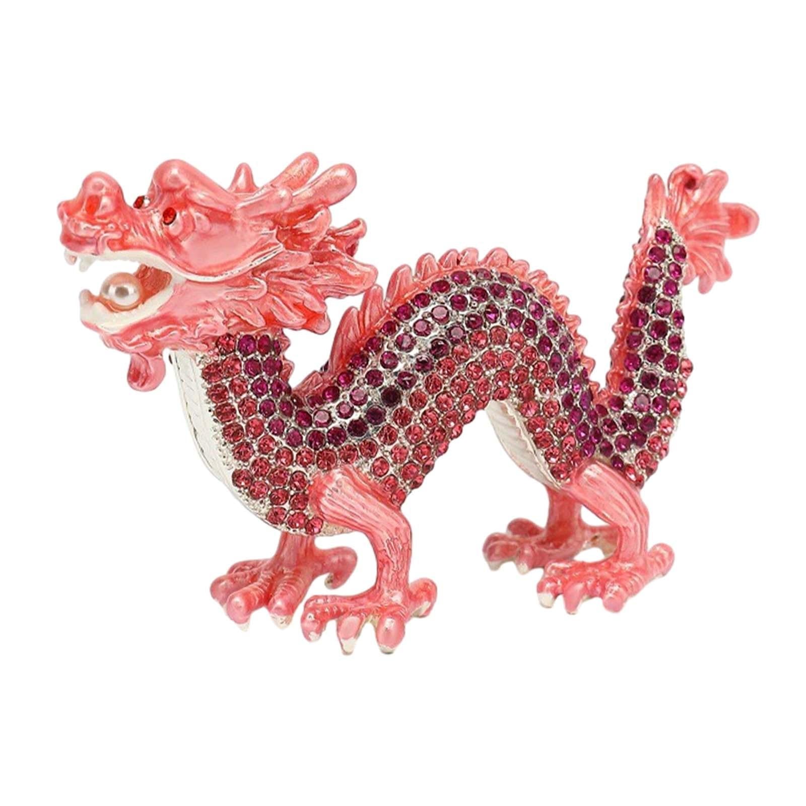 Mini Dragon Figurine Crafts Animal Sculpture for Spring Festivals Shelf Desk Pink
