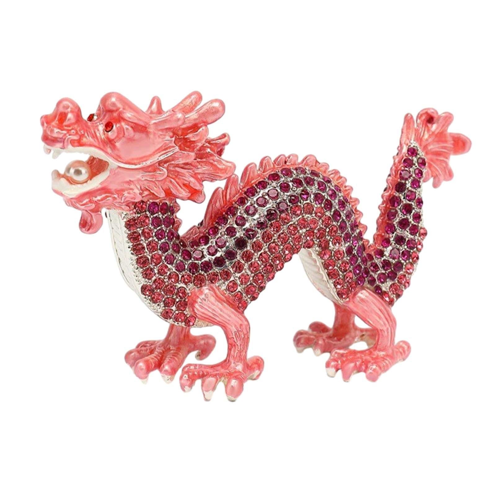 Mini Dragon Figurine Crafts Animal Sculpture for Spring Festivals Shelf Desk Pink