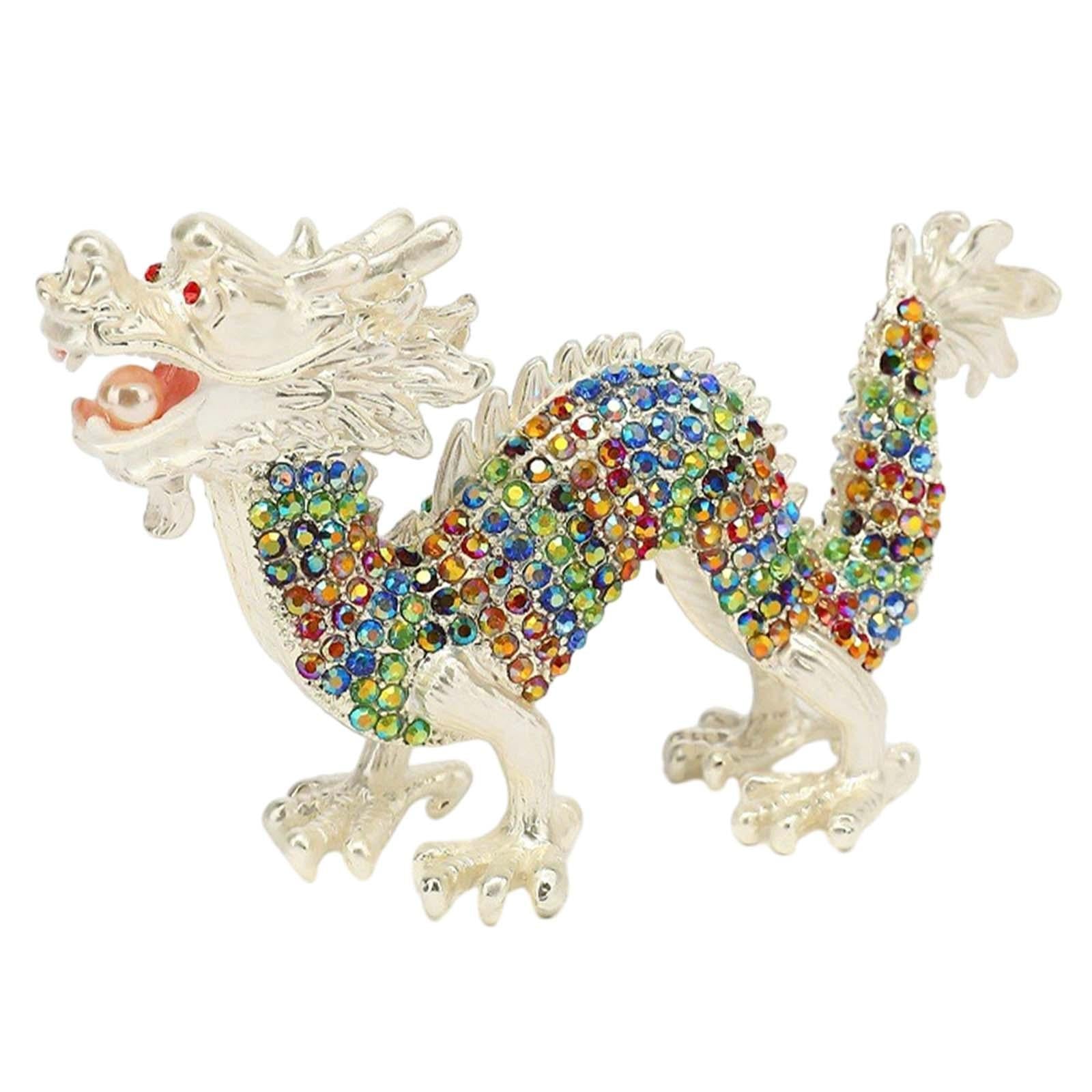Mini Dragon Figurine Crafts Animal Sculpture for Spring Festivals Shelf Desk White