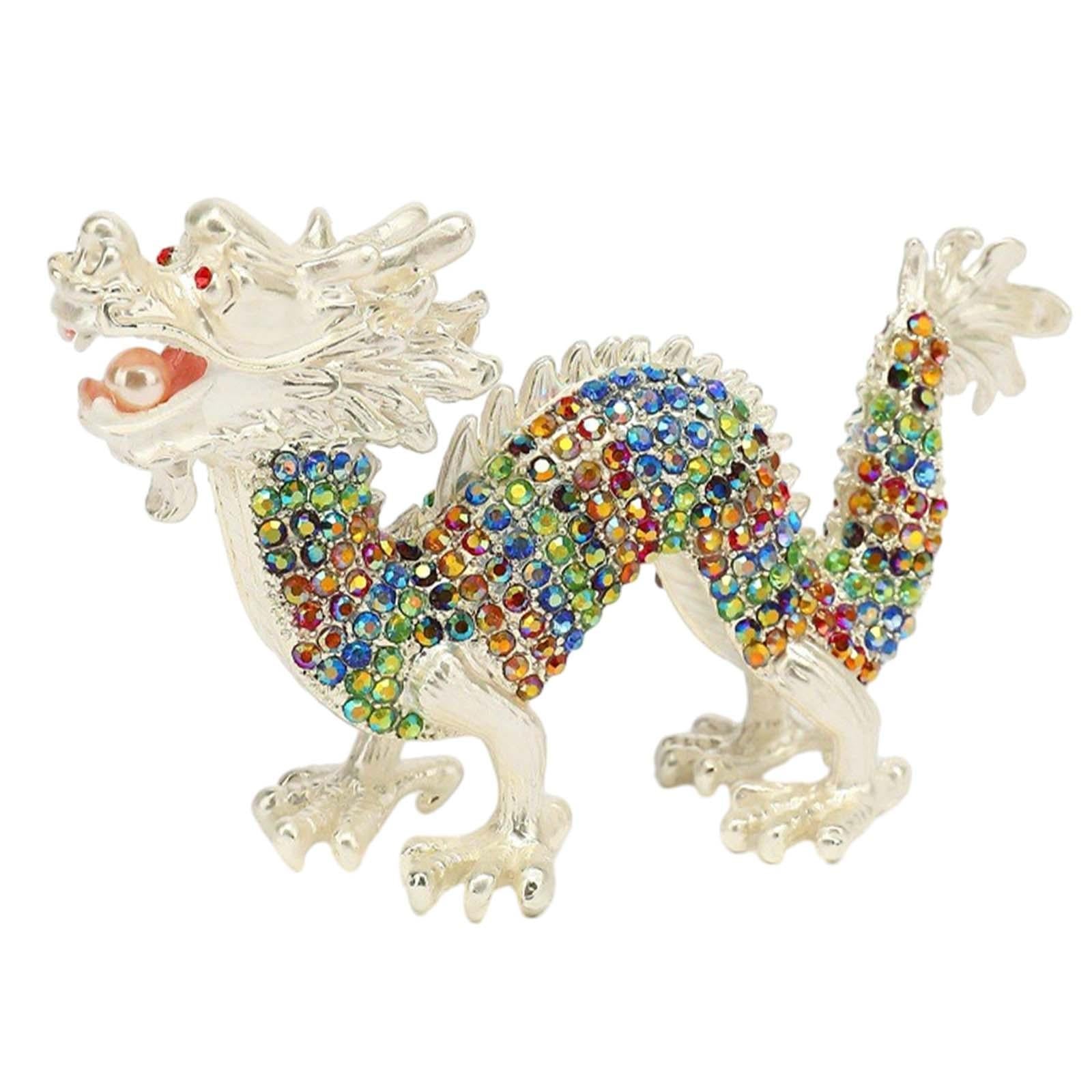 Mini Dragon Figurine Crafts Animal Sculpture for Spring Festivals Shelf Desk White