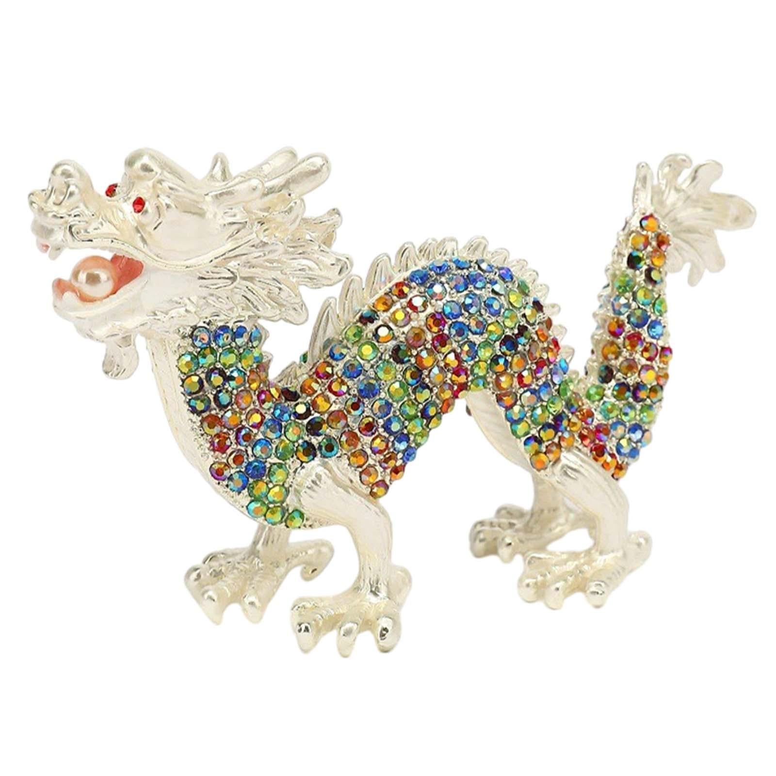 Mini Dragon Figurine Crafts Animal Sculpture for Spring Festivals Shelf Desk White