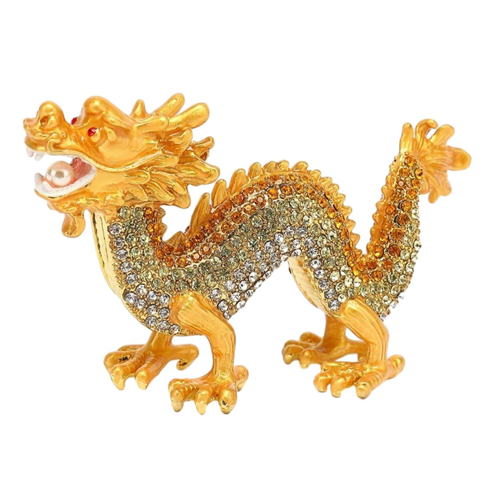 Mini Dragon Figurine Crafts Animal Sculpture for Spring Festivals Shelf Desk Gold