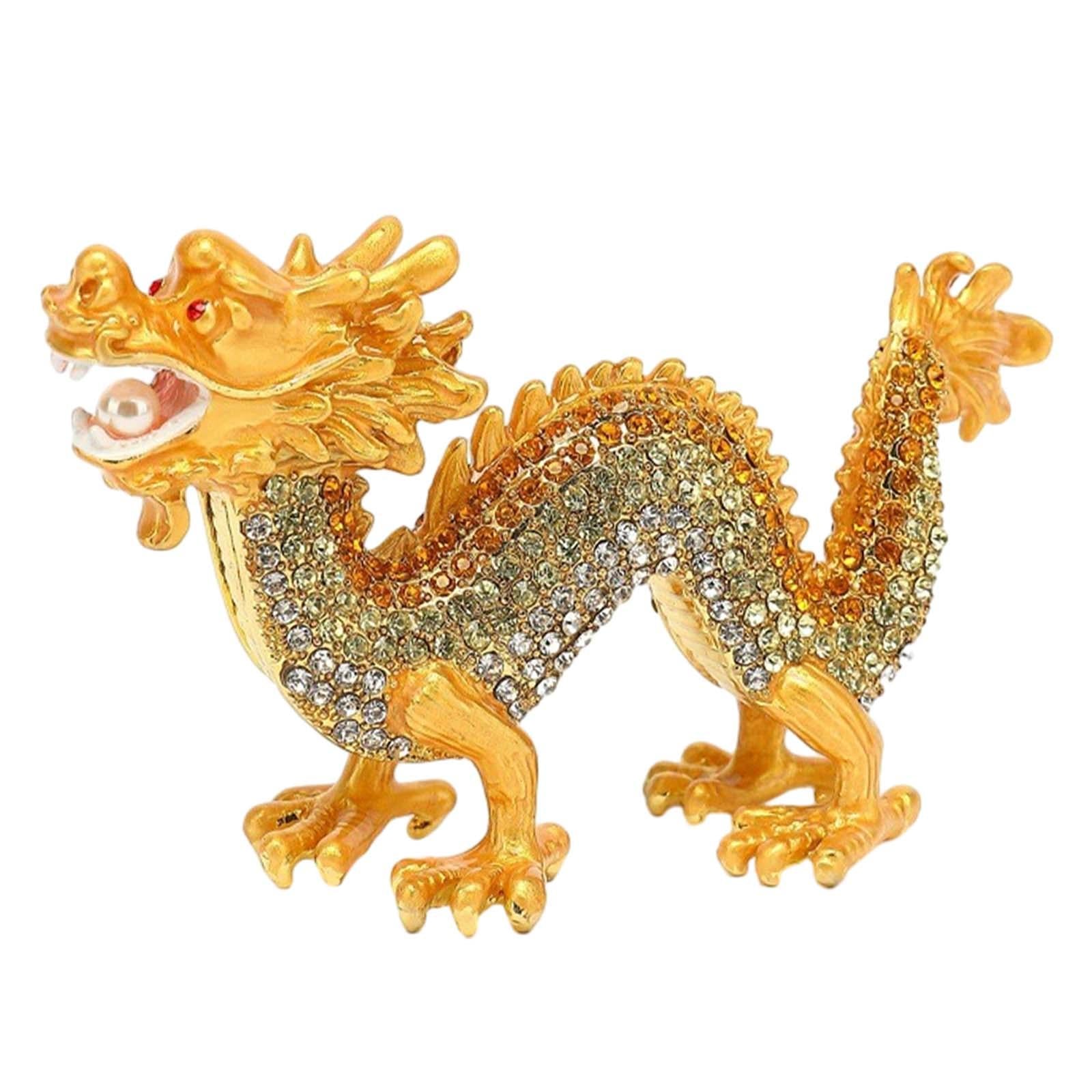 Mini Dragon Figurine Crafts Animal Sculpture for Spring Festivals Shelf Desk Gold