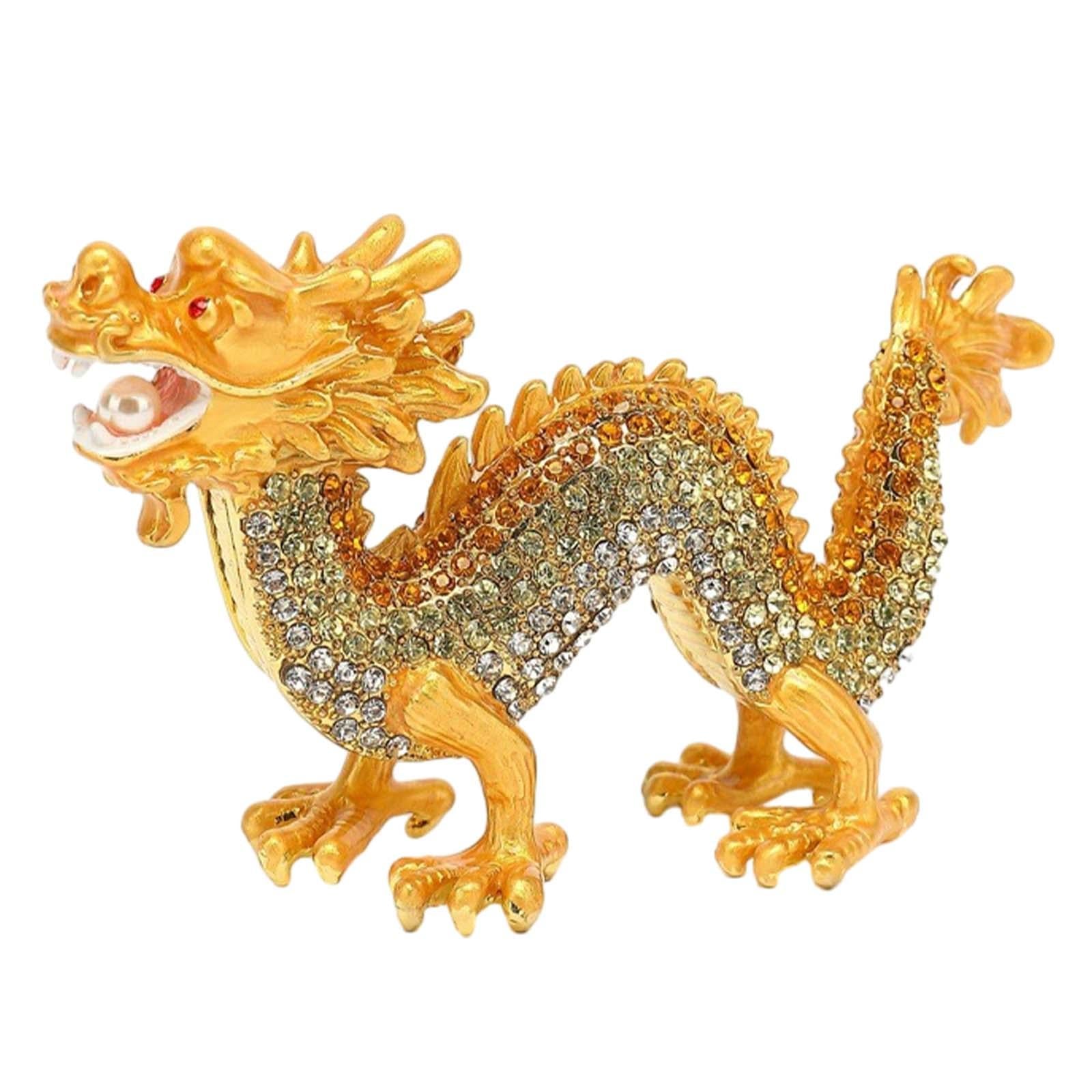 Mini Dragon Figurine Crafts Animal Sculpture for Spring Festivals Shelf Desk Gold