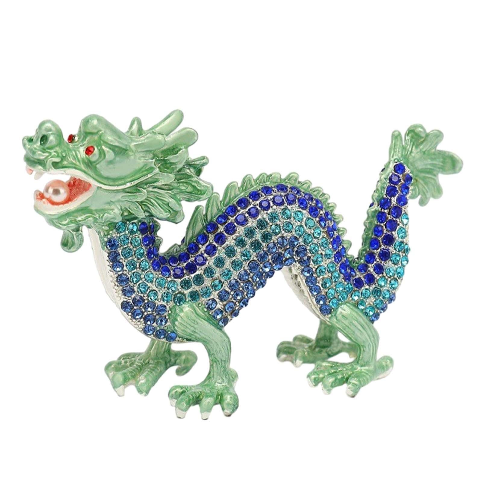 Mini Dragon Figurine Crafts Animal Sculpture for Spring Festivals Shelf Desk Blue