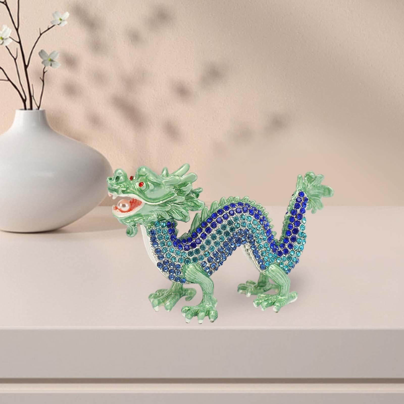 Mini Dragon Figurine Crafts Animal Sculpture for Spring Festivals Shelf Desk Blue