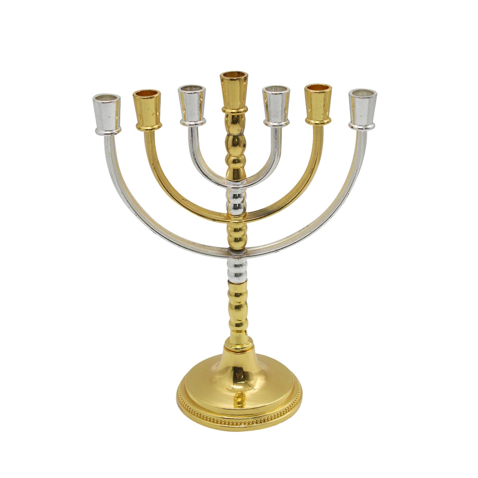 7 Branch Menorah Elegant Antique Candle Stand for Shabbat Wedding Home Decor