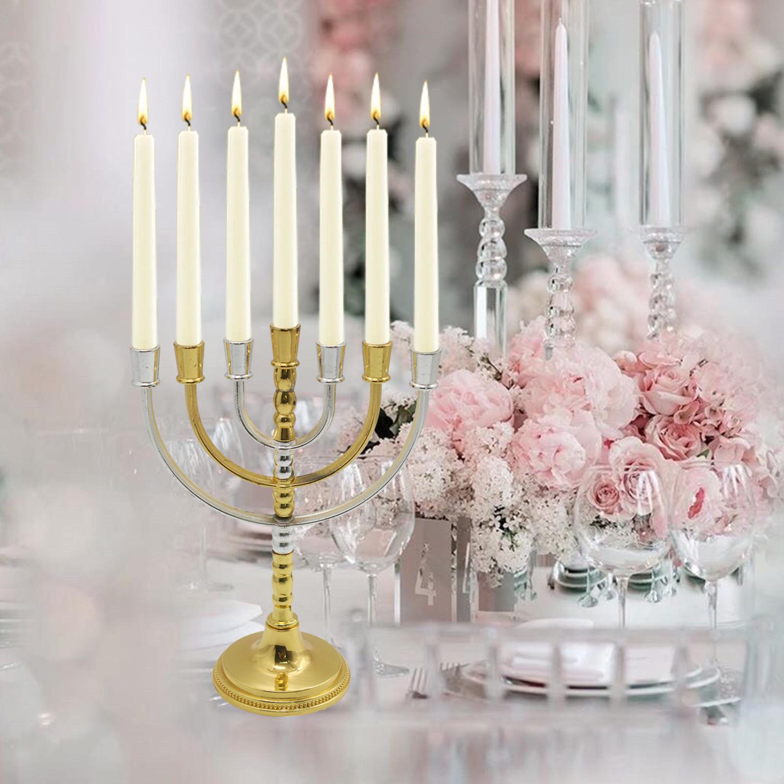 7 Branch Menorah Elegant Antique Candle Stand for Shabbat Wedding Home Decor