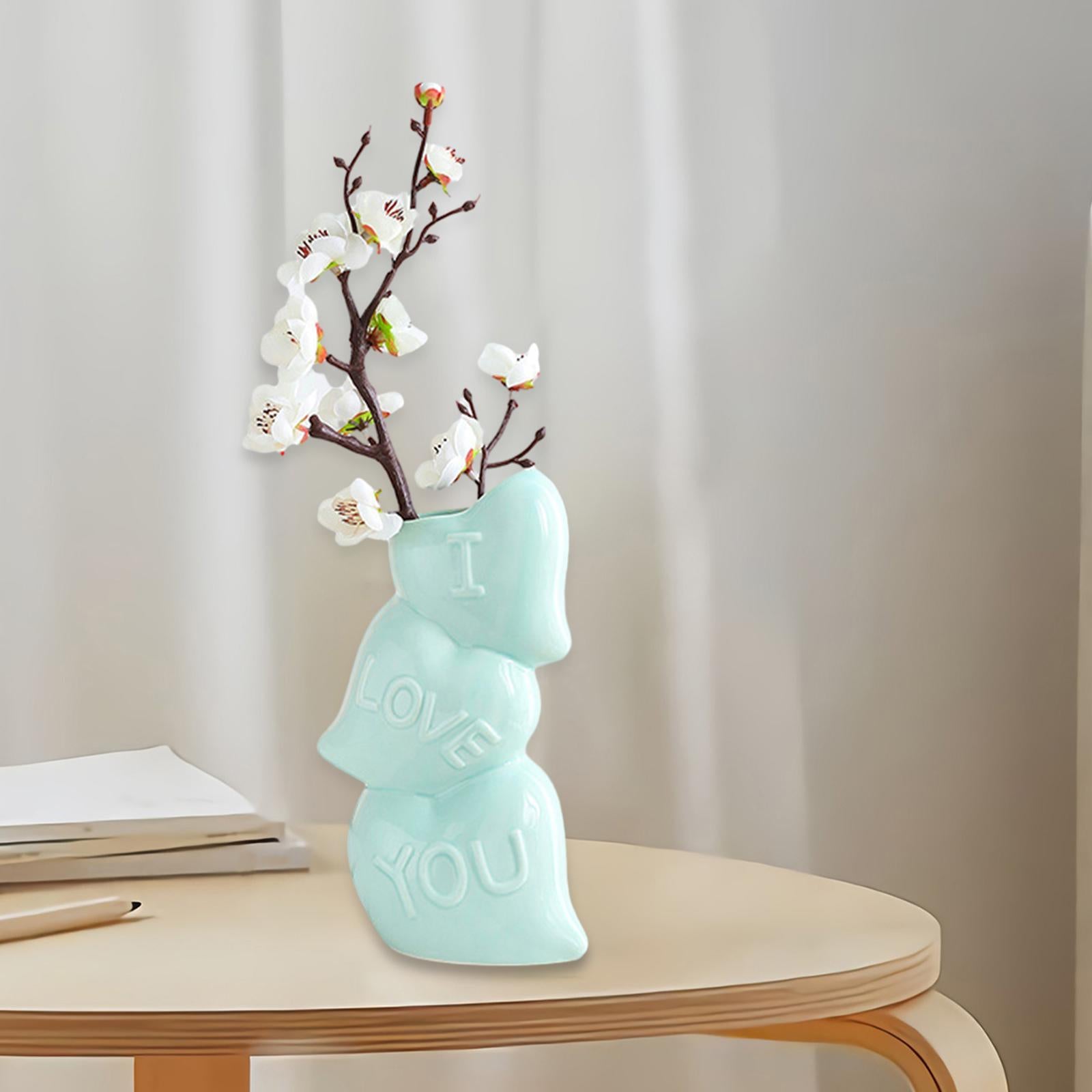 Ceramic Vase Table Centerpiece Crafts Dried Flower Vase for Desk Cafe Green