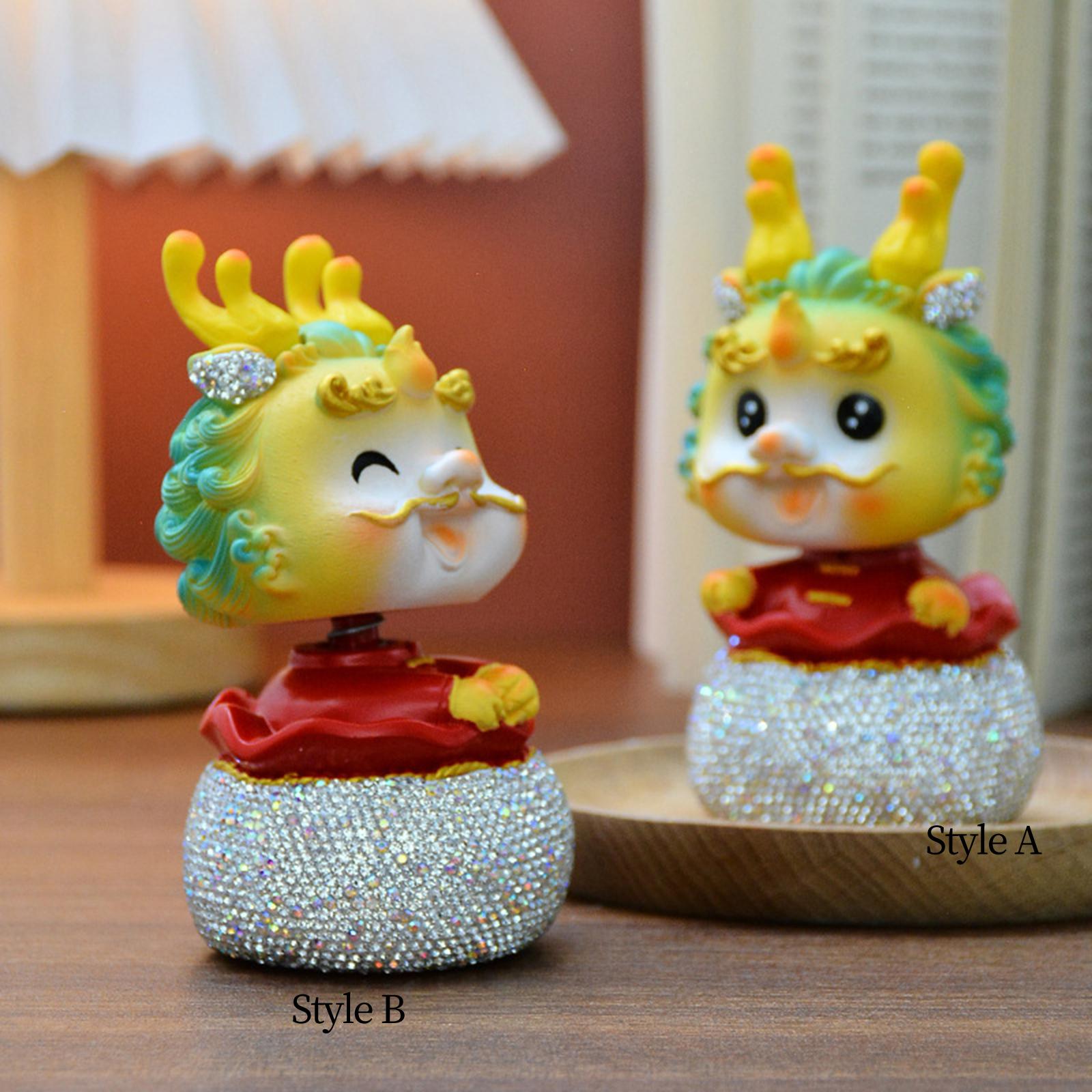 Chinese New Year Dragon Figurine Mini for Car Dashboard Desktop Bedroom Style A