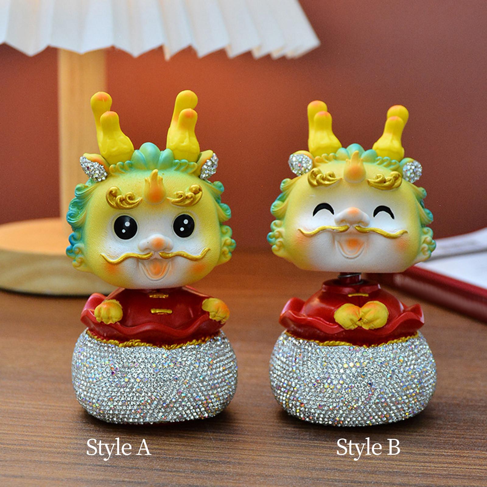 Chinese New Year Dragon Figurine Mini for Car Dashboard Desktop Bedroom Style A