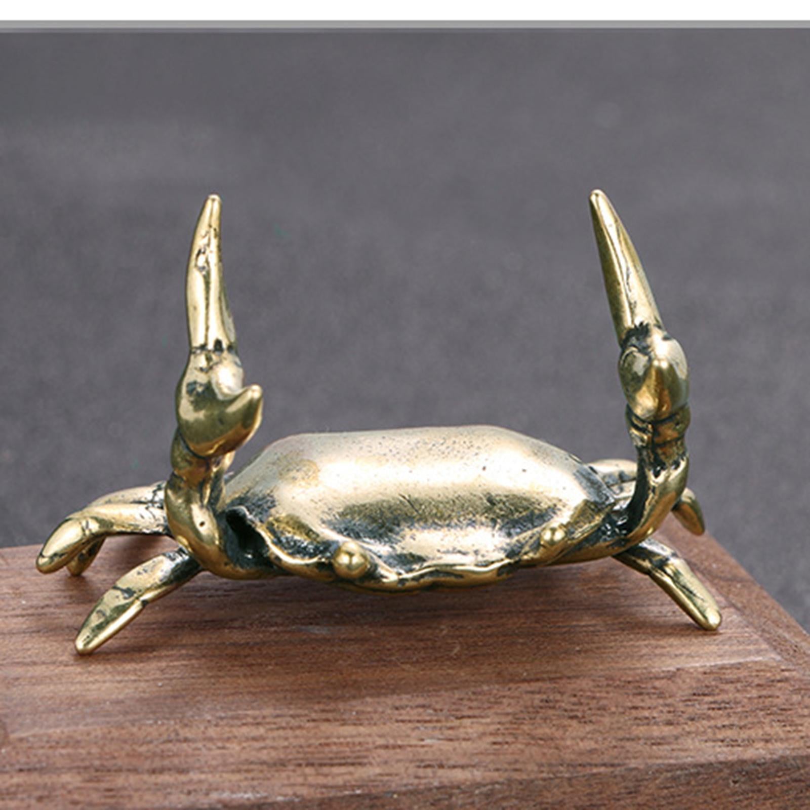 Brass Crab Small Statue Chinoiserie Ornaments for Living Room Gift dark color