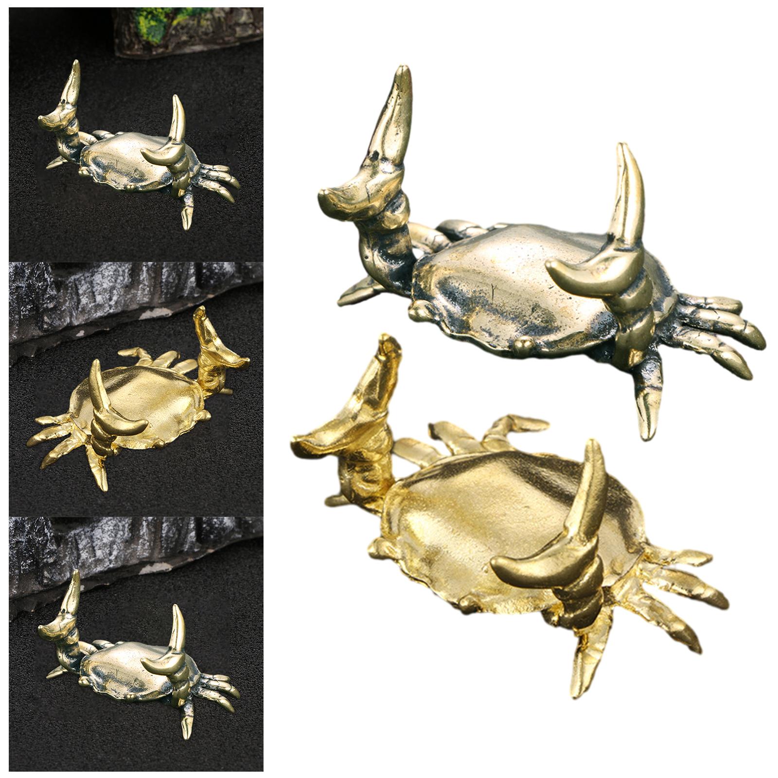 Brass Crab Small Statue Chinoiserie Ornaments for Living Room Gift dark color