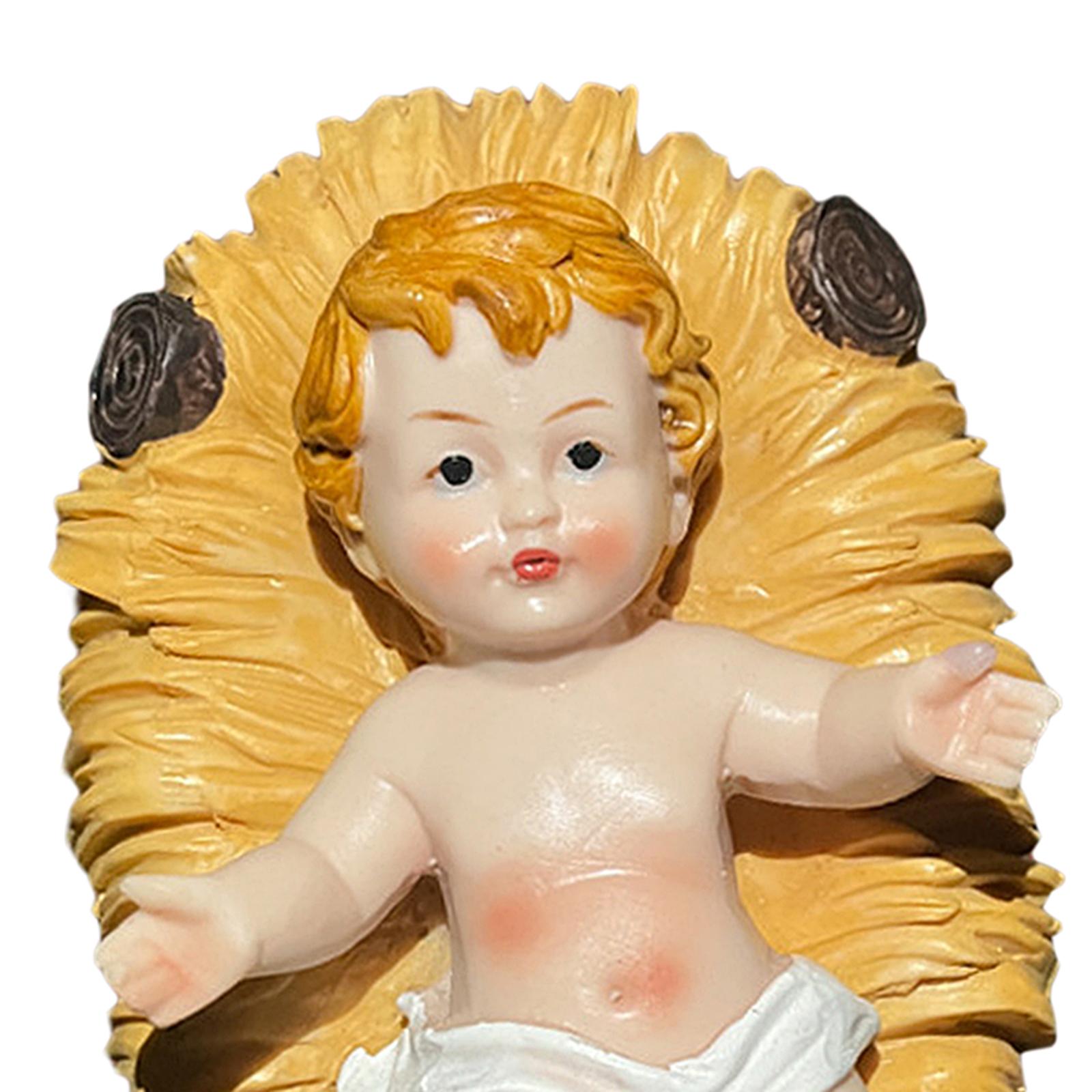 Baby Jesus Figure Resin Sculpture Nativity Figurine for Home Festival Small