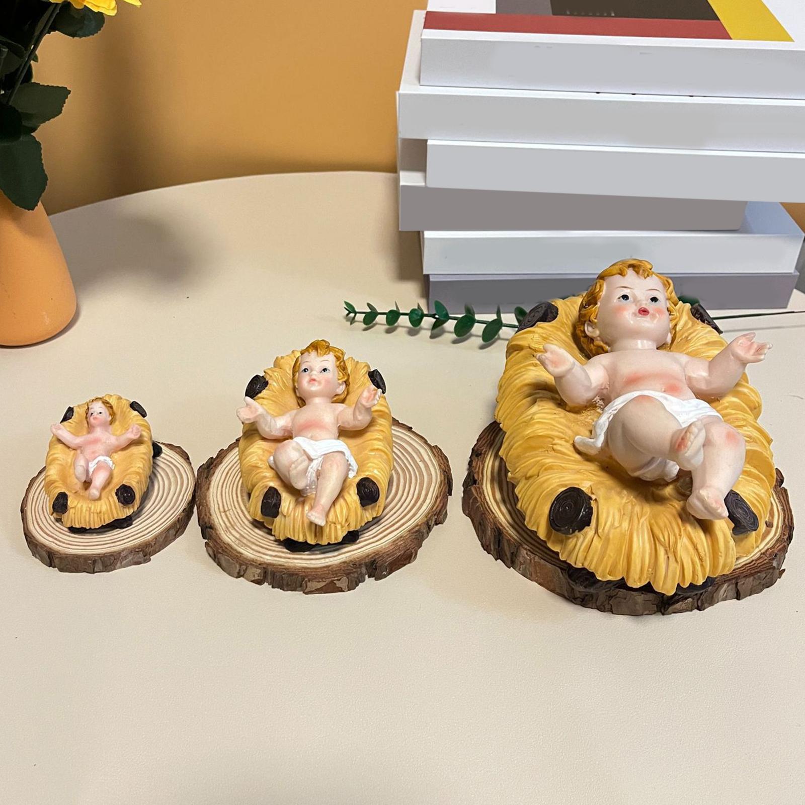 Baby Jesus Figure Resin Sculpture Nativity Figurine for Home Festival Small