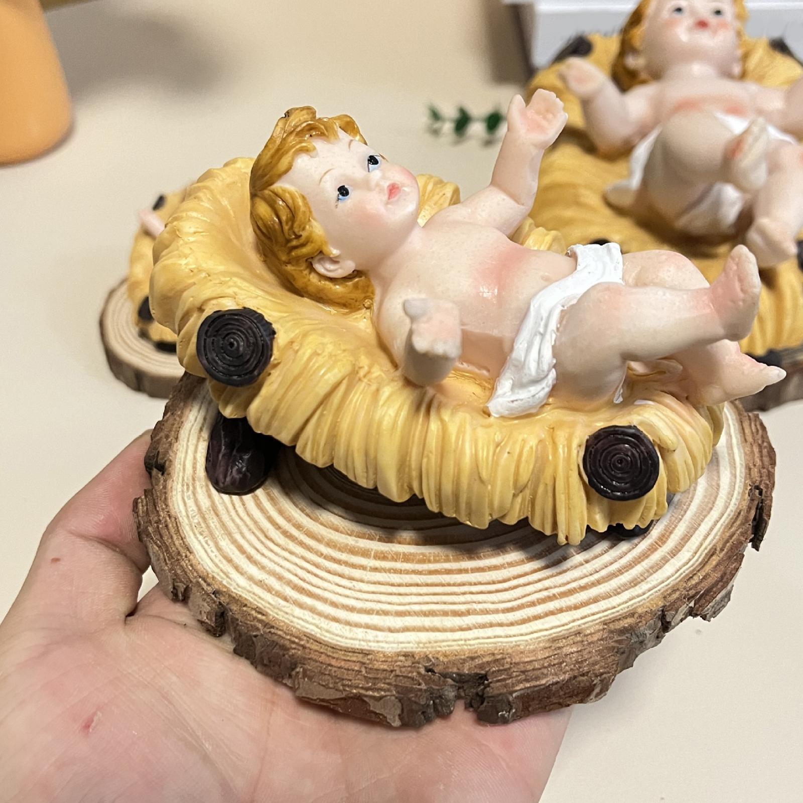 Baby Jesus Figure Resin Sculpture Nativity Figurine for Home Festival Small
