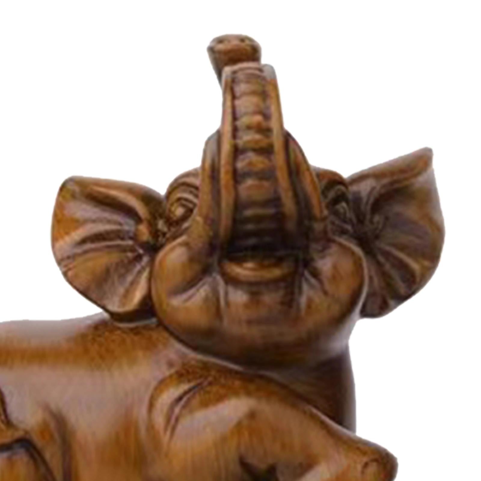 2Pcs Couple Elephant Statues Animal Sculpture for Bedroom Bookshelf Tabletop