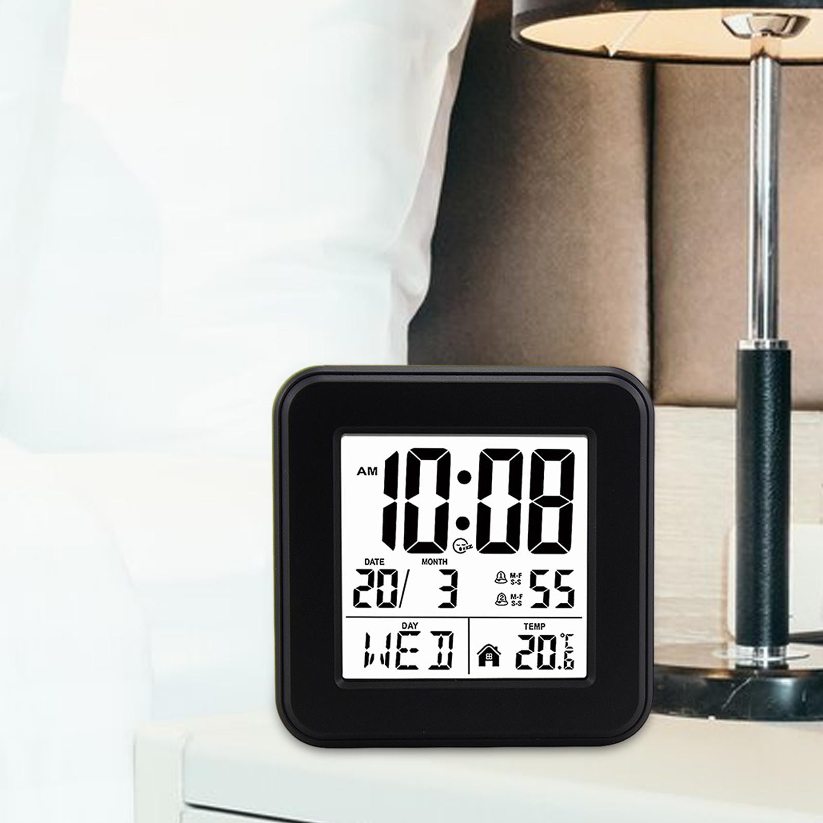 Digital Alarm Clock Modern Mute Clock Table Clock for Office Bedside Kitchen black