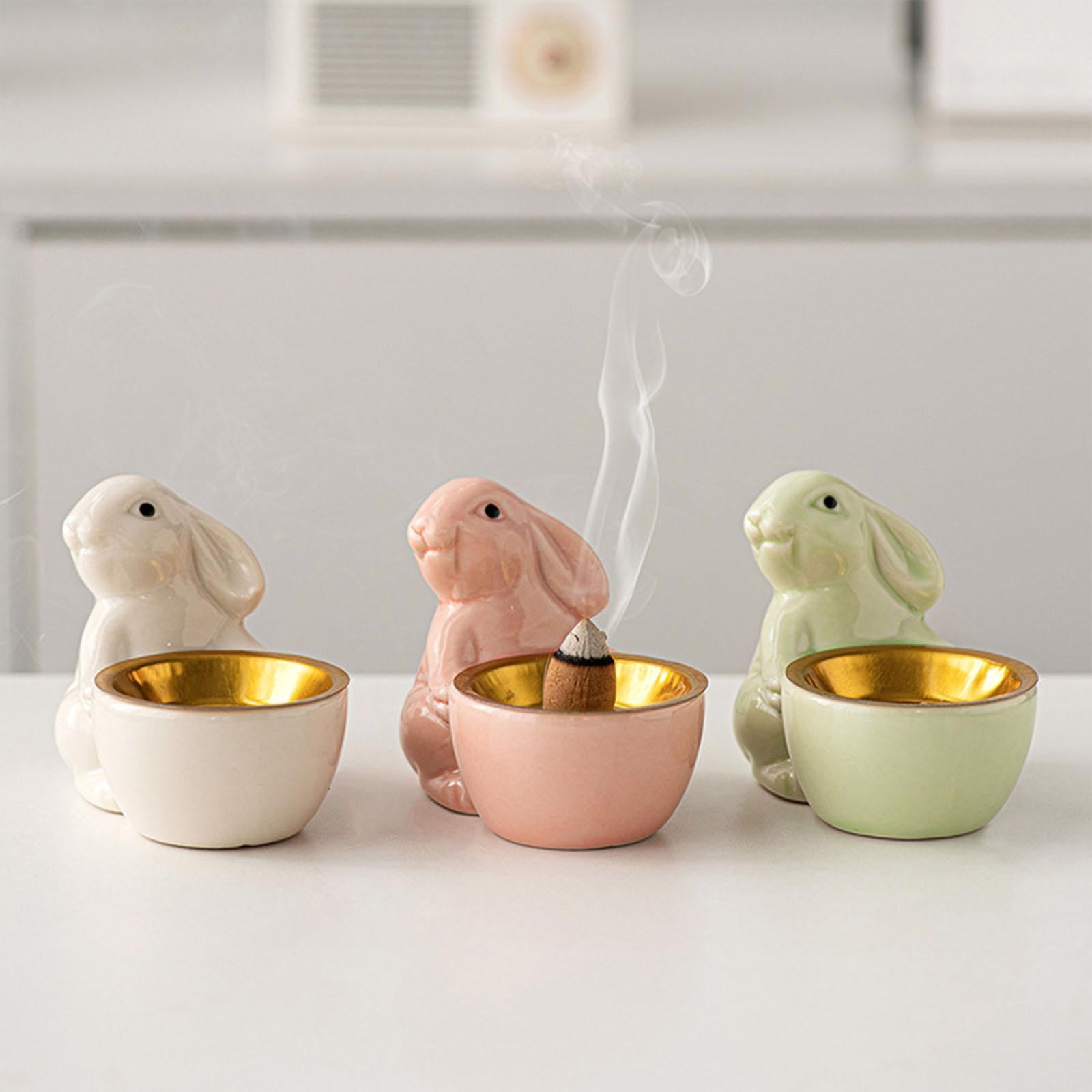 Rabbit Incense Holder Rabbit Incense Burner for Living Room Indoor Bookshelf Green