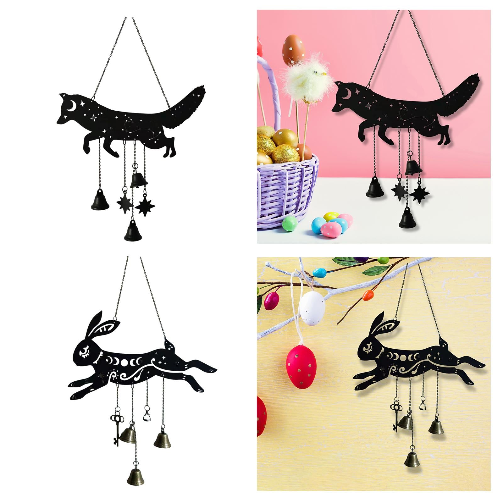 Metal Wind Chime Easter Pendant Gift Party Supplies Decorations Hanging Bell Fox