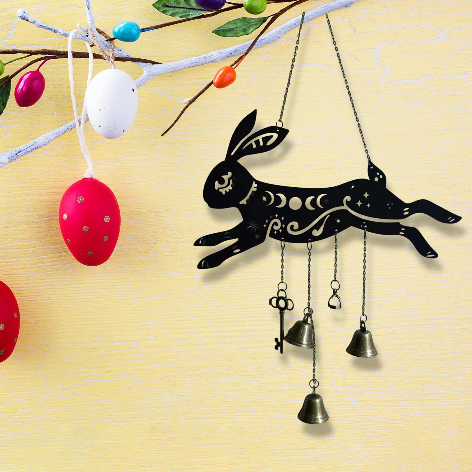 Metal Wind Chime Easter Pendant Gift Party Supplies Decorations Hanging Bell Rabbit